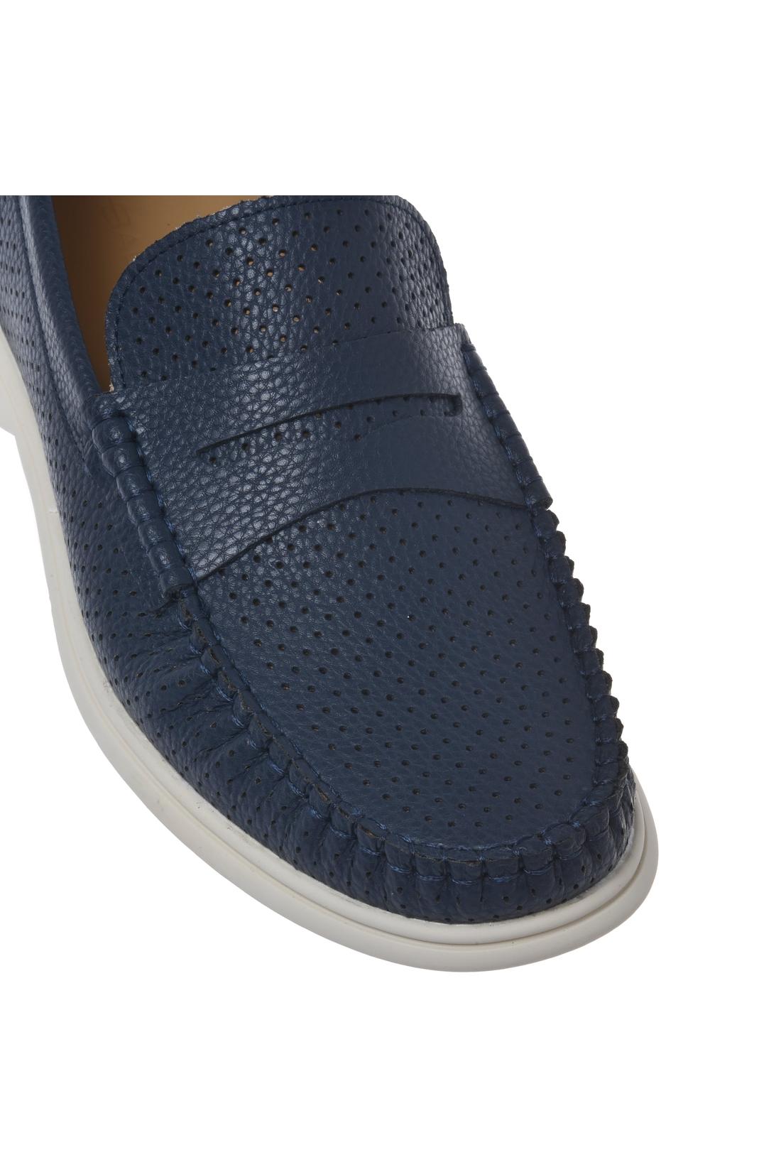 Moccasin in perforated tumbled leather blue-Accessoires-Baldinini-OUTLET-ARCHIVIST-ARCHIVE-SALE