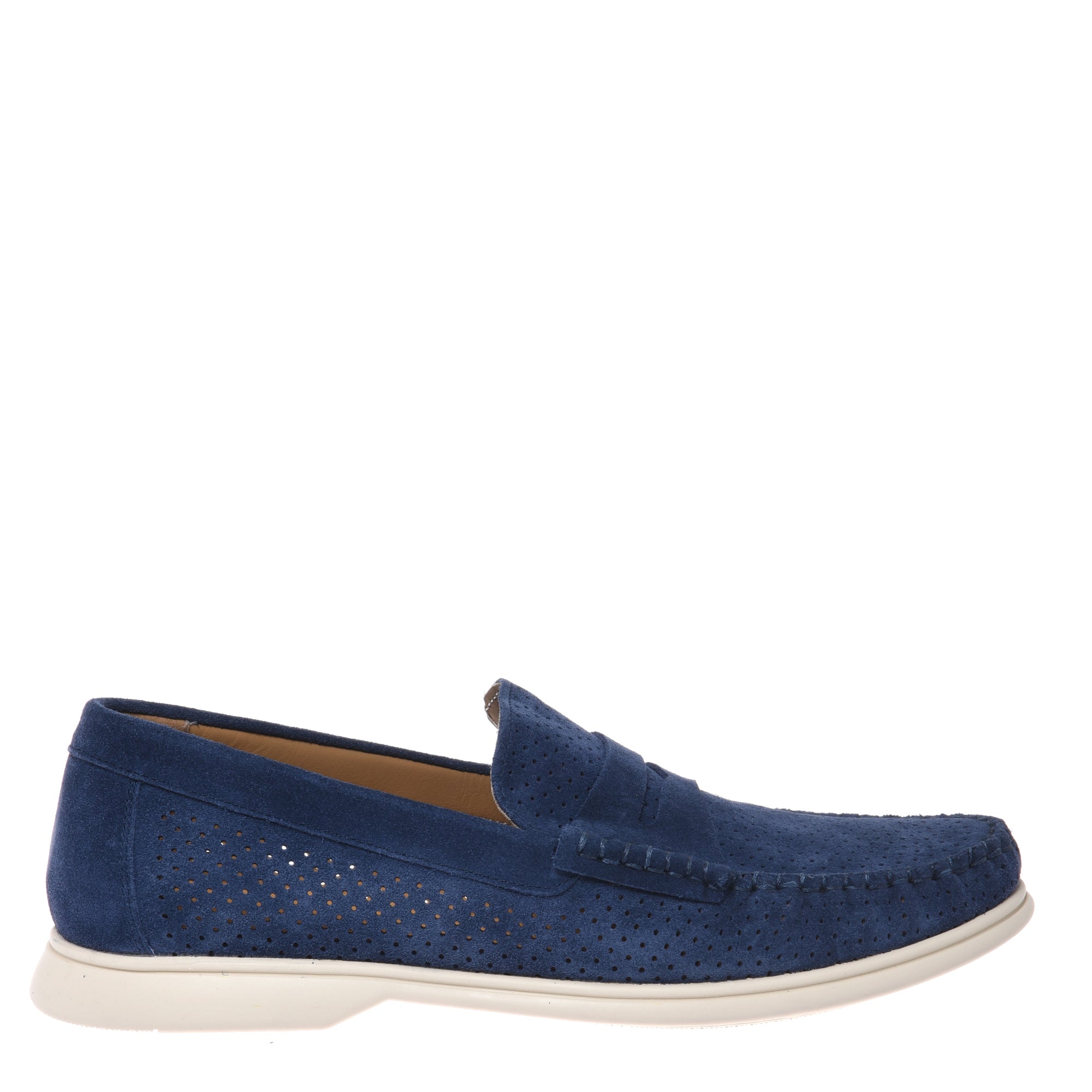 Loafer in perforated blue suede leather-Baldinini-OUTLET-46-PACIFICO-ARCHIVIST-ARCHIVE-SALE