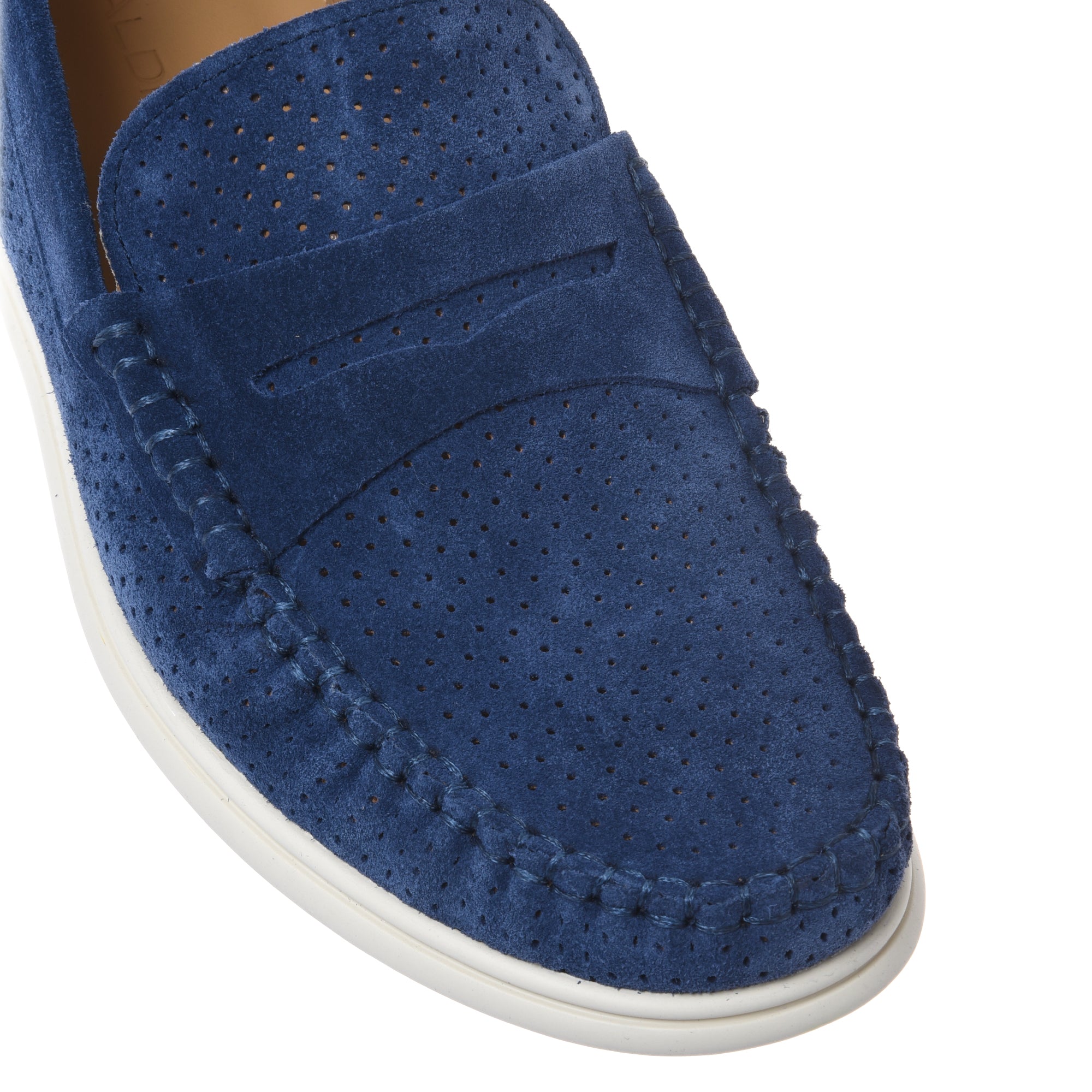Loafer in perforated blue suede leather-Baldinini-OUTLET-ARCHIVIST-ARCHIVE-SALE