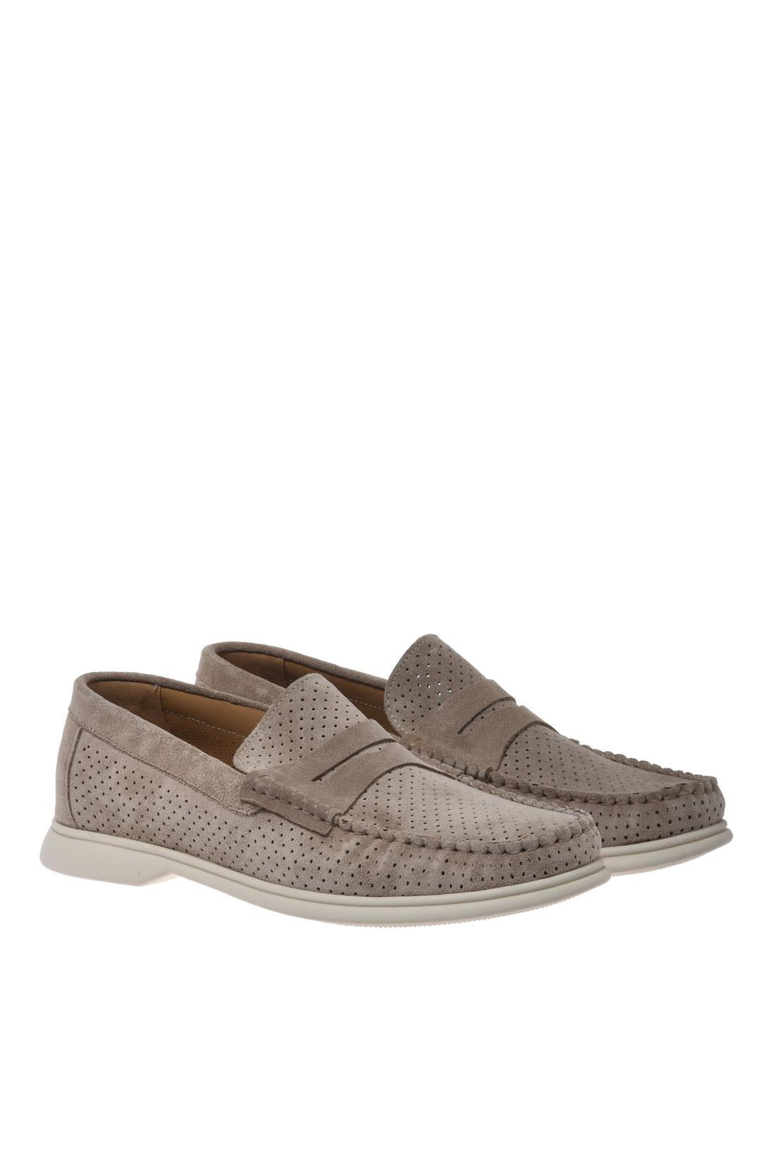 Moccasin in perforated taupe suede leather-Accessoires-Baldinini-OUTLET-ARCHIVIST-ARCHIVE-SALE