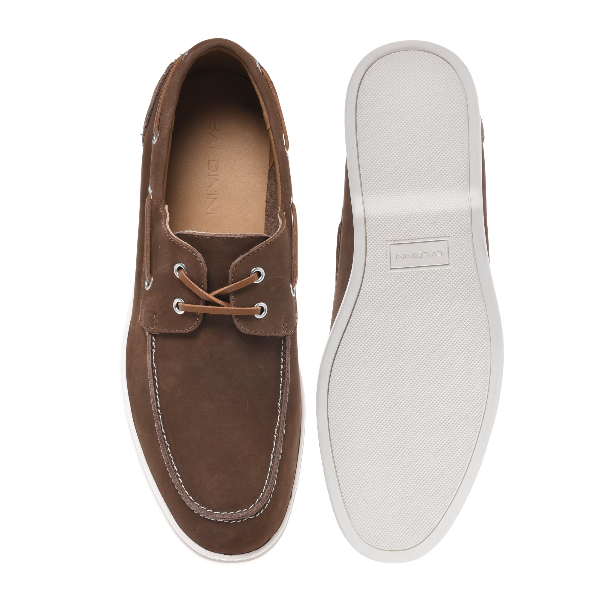 Lace‑up shoe in brown nubuck leather-Baldinini-OUTLET-ARCHIVIST-ARCHIVE-SALE