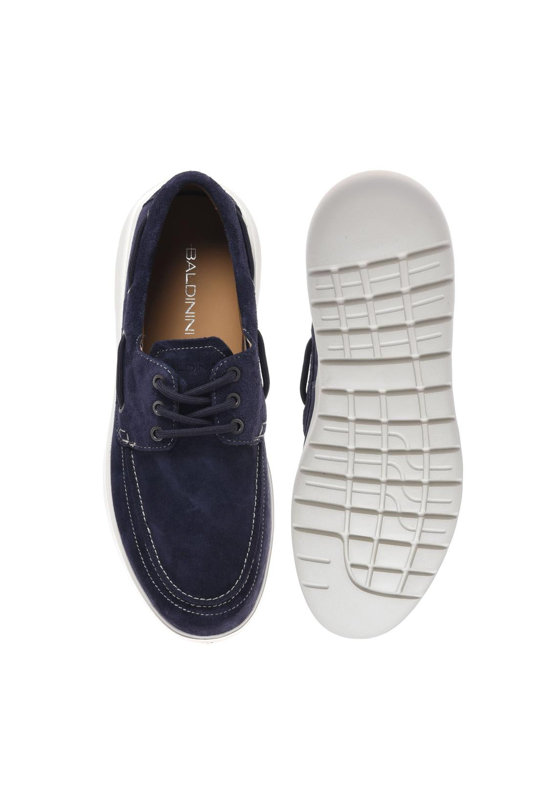 Blue suede leather loafer