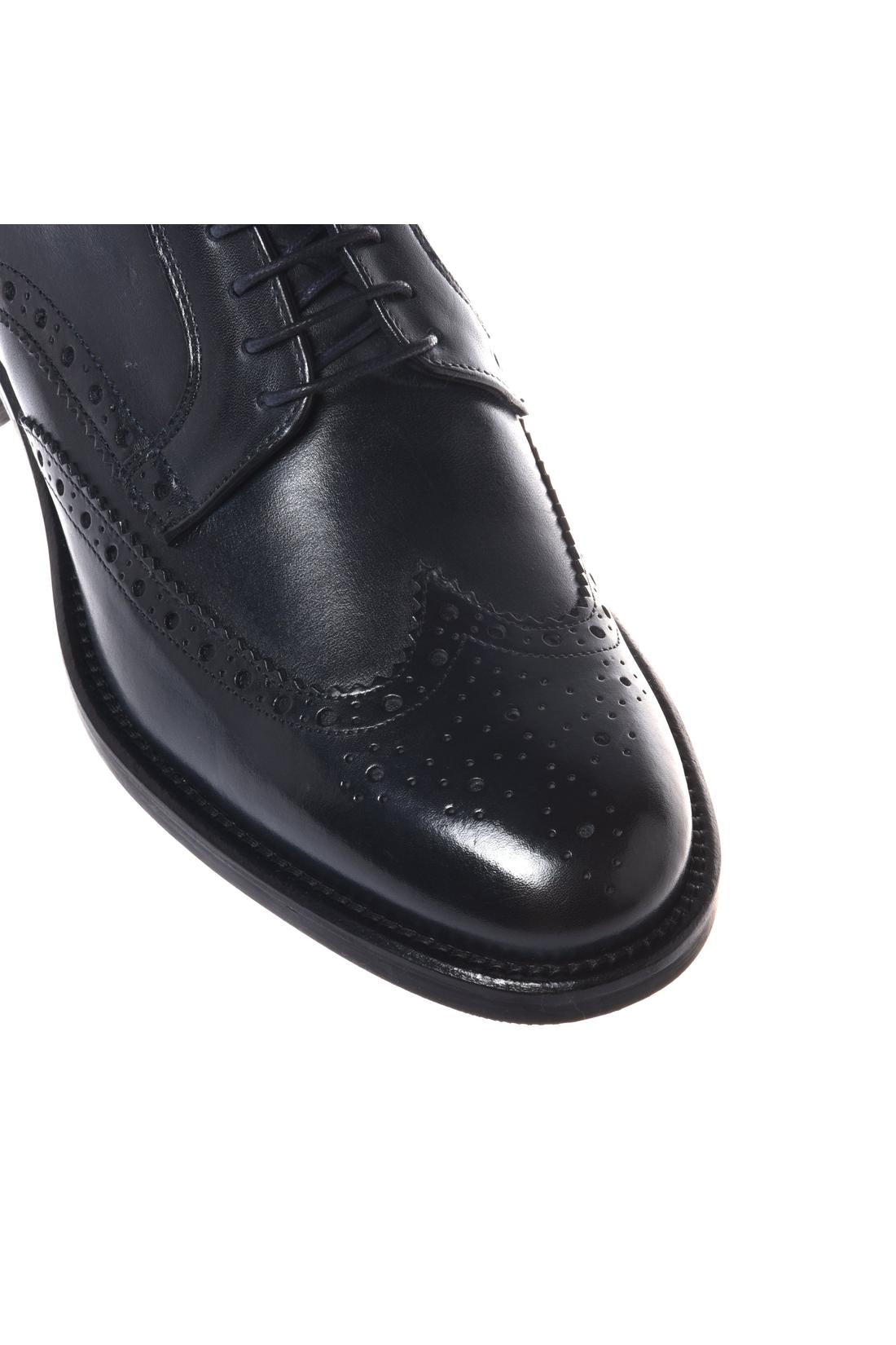Lace-up shoe in blue leather-Baldinini-OUTLET-ARCHIVIST-ARCHIVE-SALE