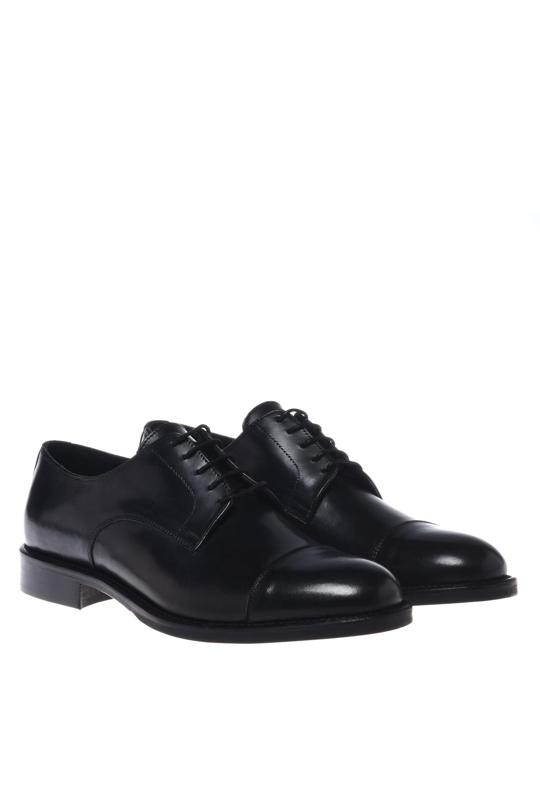 Lace-up shoe in black leather-Baldinini-OUTLET-ARCHIVIST-ARCHIVE-SALE