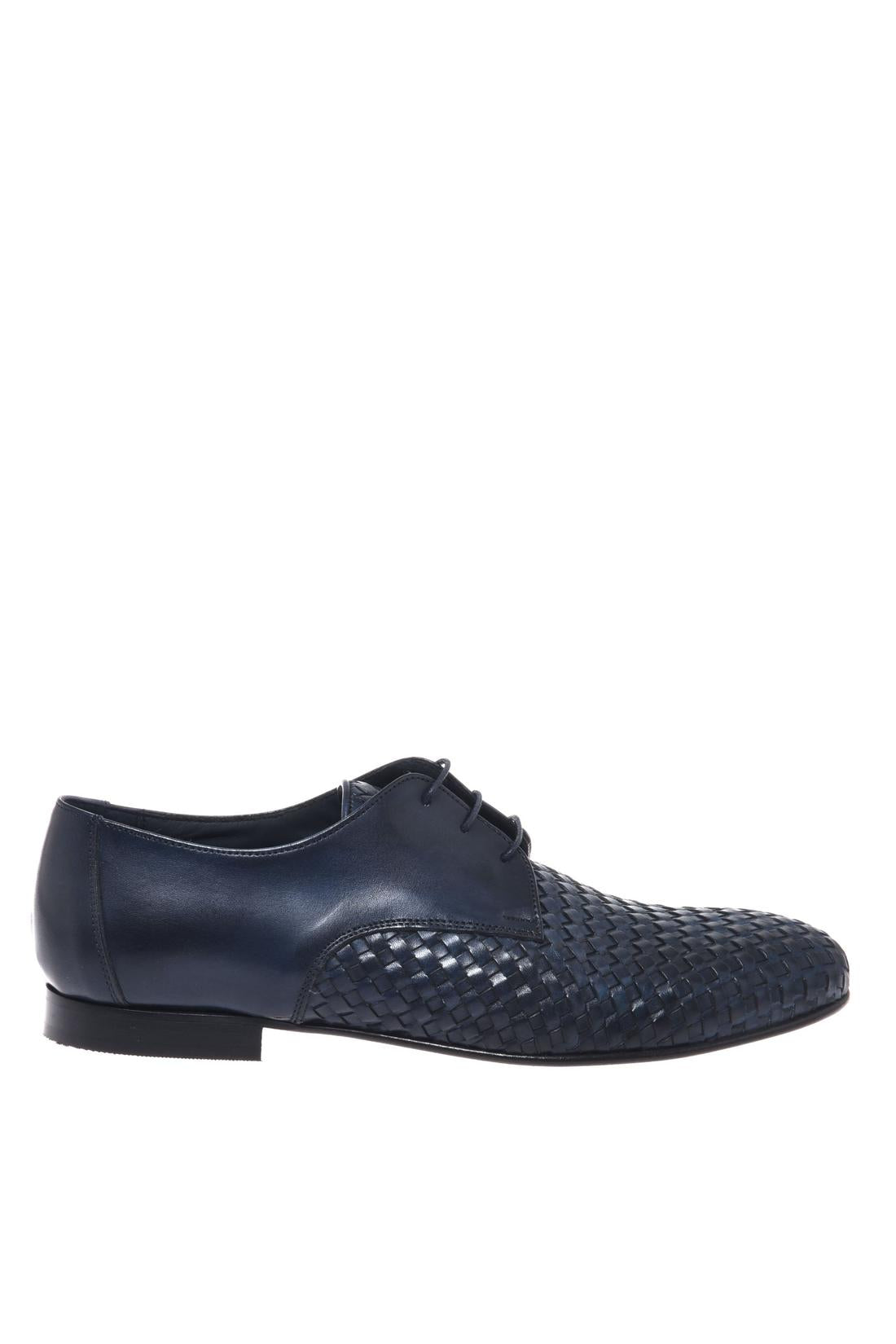 Blue woven leather lace‑up shoe-Baldinini-OUTLET-39-BLU-ARCHIVIST-ARCHIVE-SALE