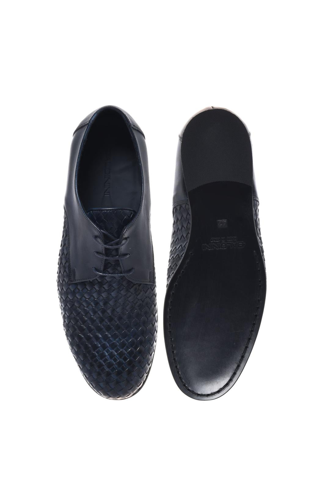 Blue woven leather lace‑up shoe-Baldinini-OUTLET-ARCHIVIST-ARCHIVE-SALE