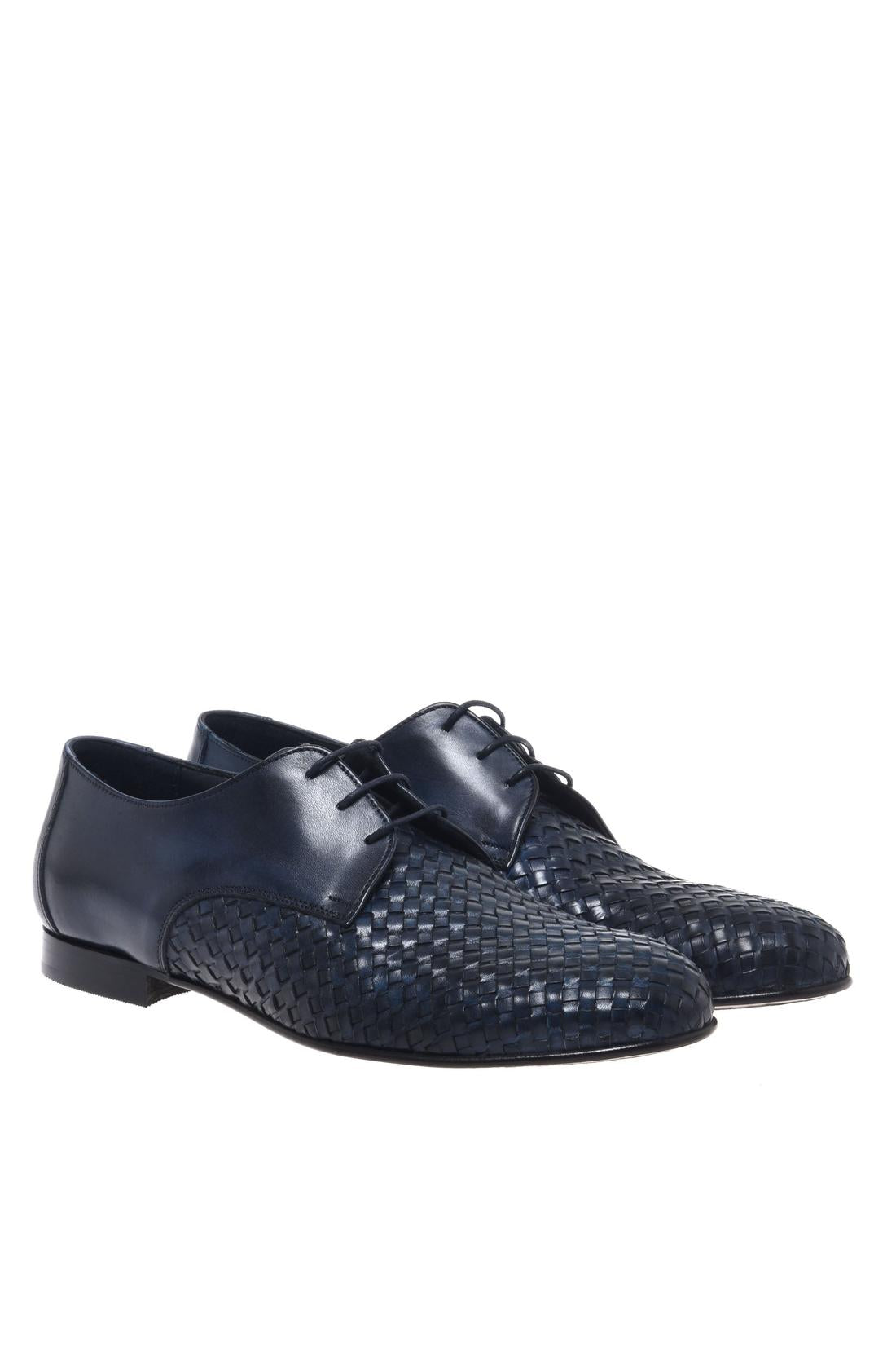 Blue woven leather lace‑up shoe-Baldinini-OUTLET-ARCHIVIST-ARCHIVE-SALE