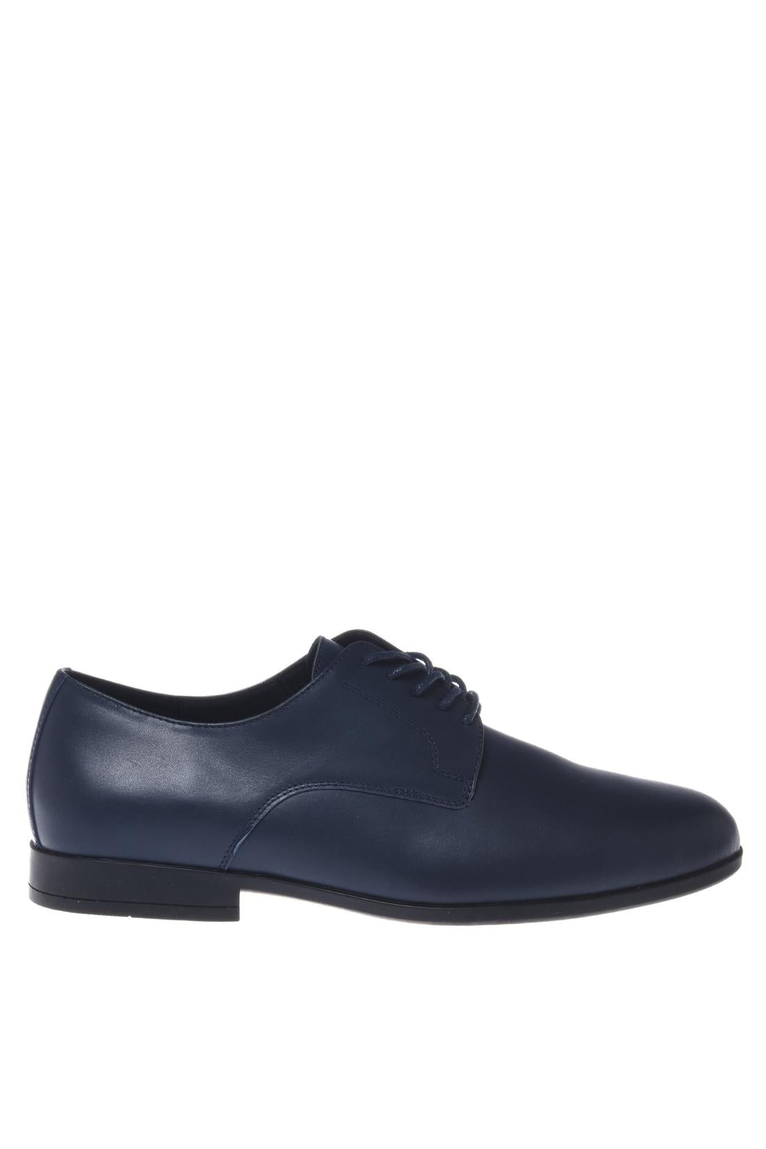 Lace-up in leather blue