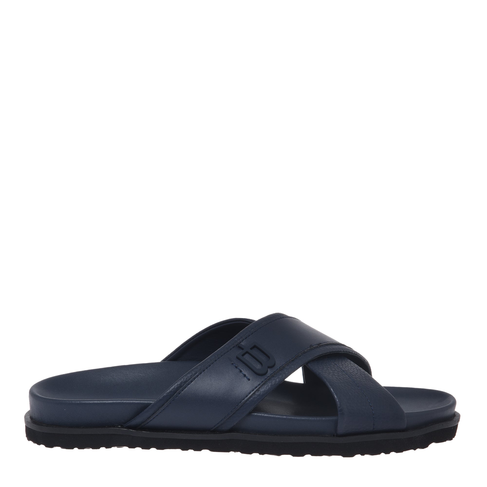 Mule in blue tumbled and smooth leather-Baldinini-OUTLET-46-INDACO-ARCHIVIST-ARCHIVE-SALE
