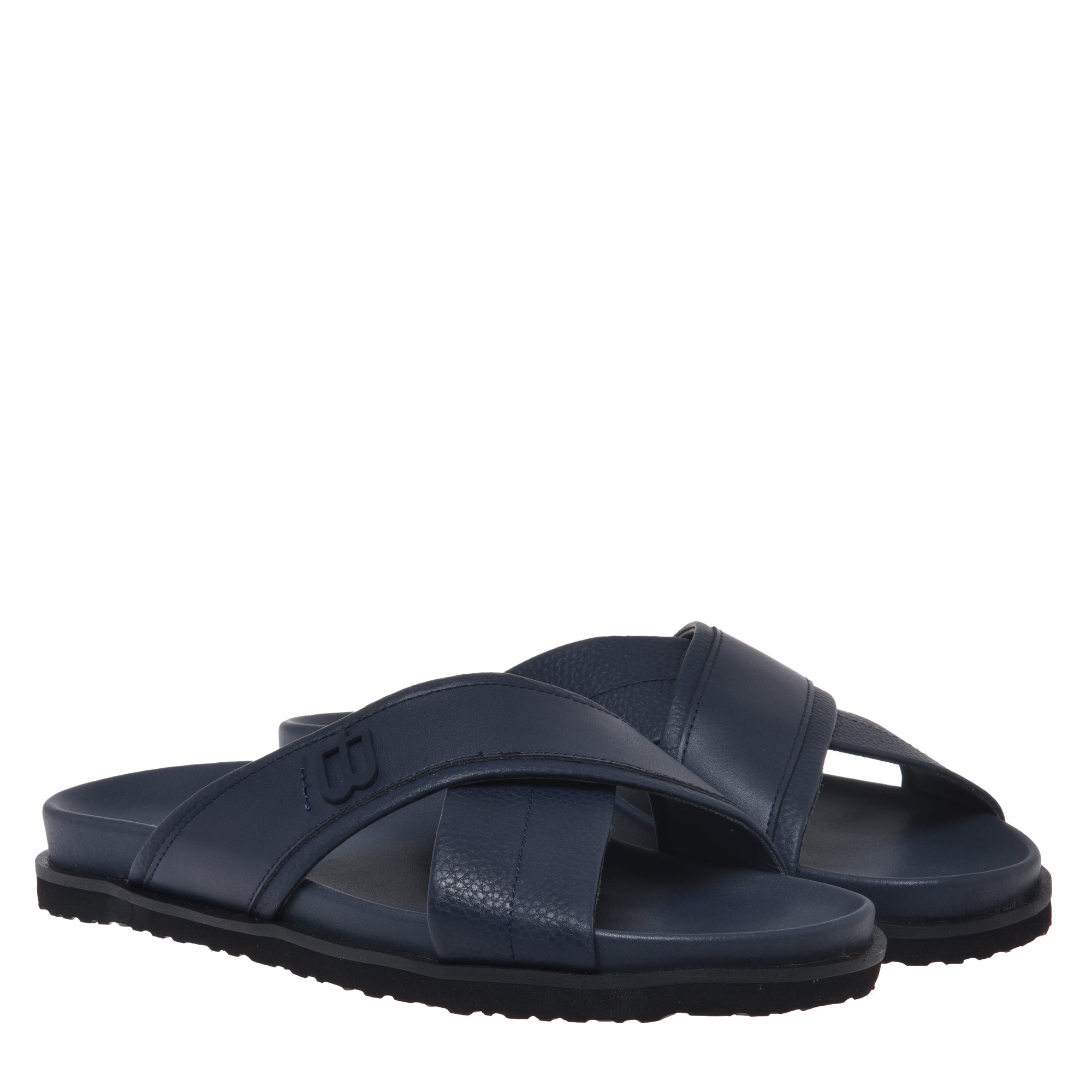 Mule in blue tumbled and smooth leather-Baldinini-OUTLET-ARCHIVIST-ARCHIVE-SALE