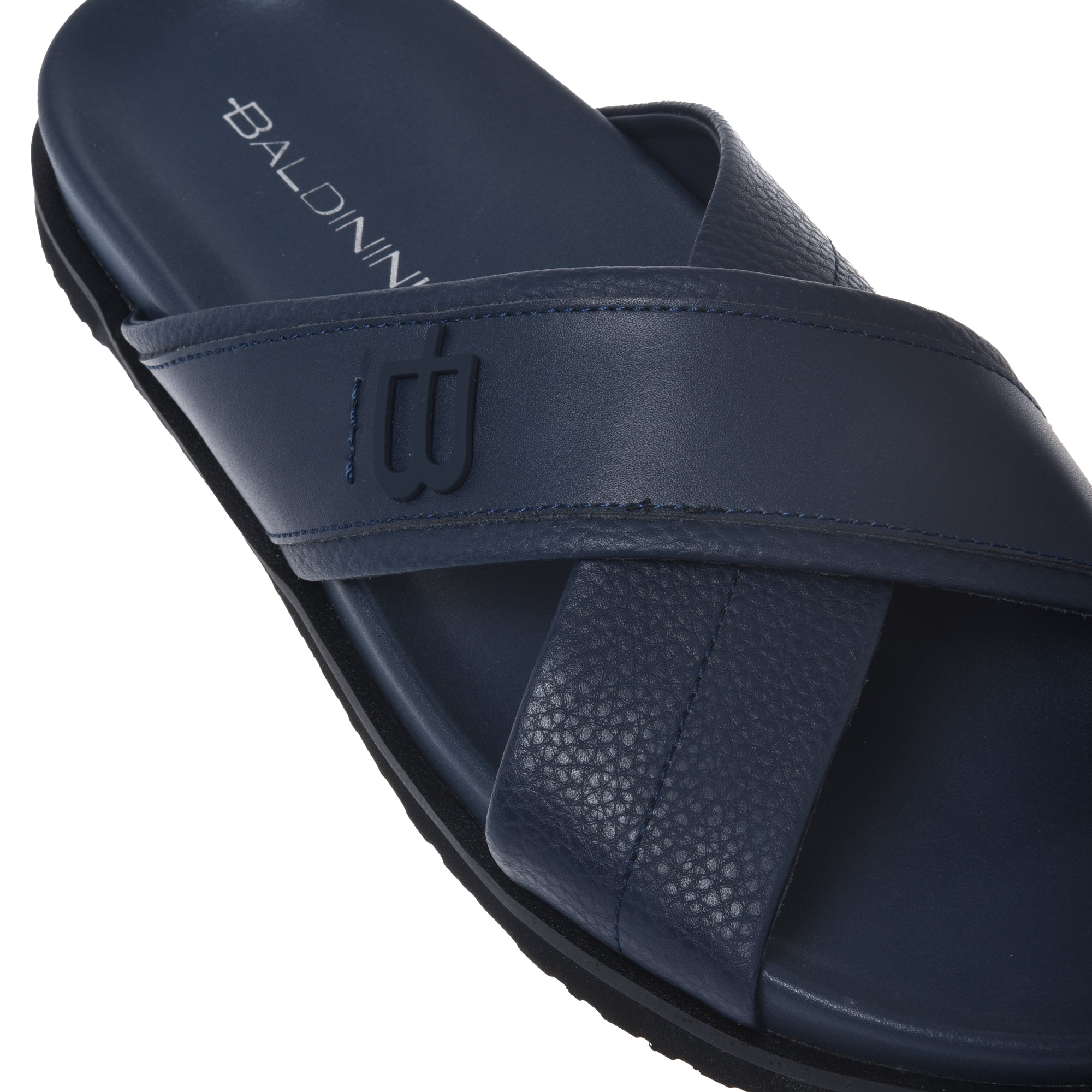 Mule in blue tumbled and smooth leather-Baldinini-OUTLET-ARCHIVIST-ARCHIVE-SALE