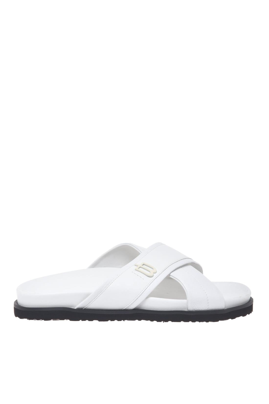 Mule in tumbled and smooth white leather-Flache Schuhe-Baldinini-OUTLET-43-WHITE-ARCHIVIST-ARCHIVE-SALE
