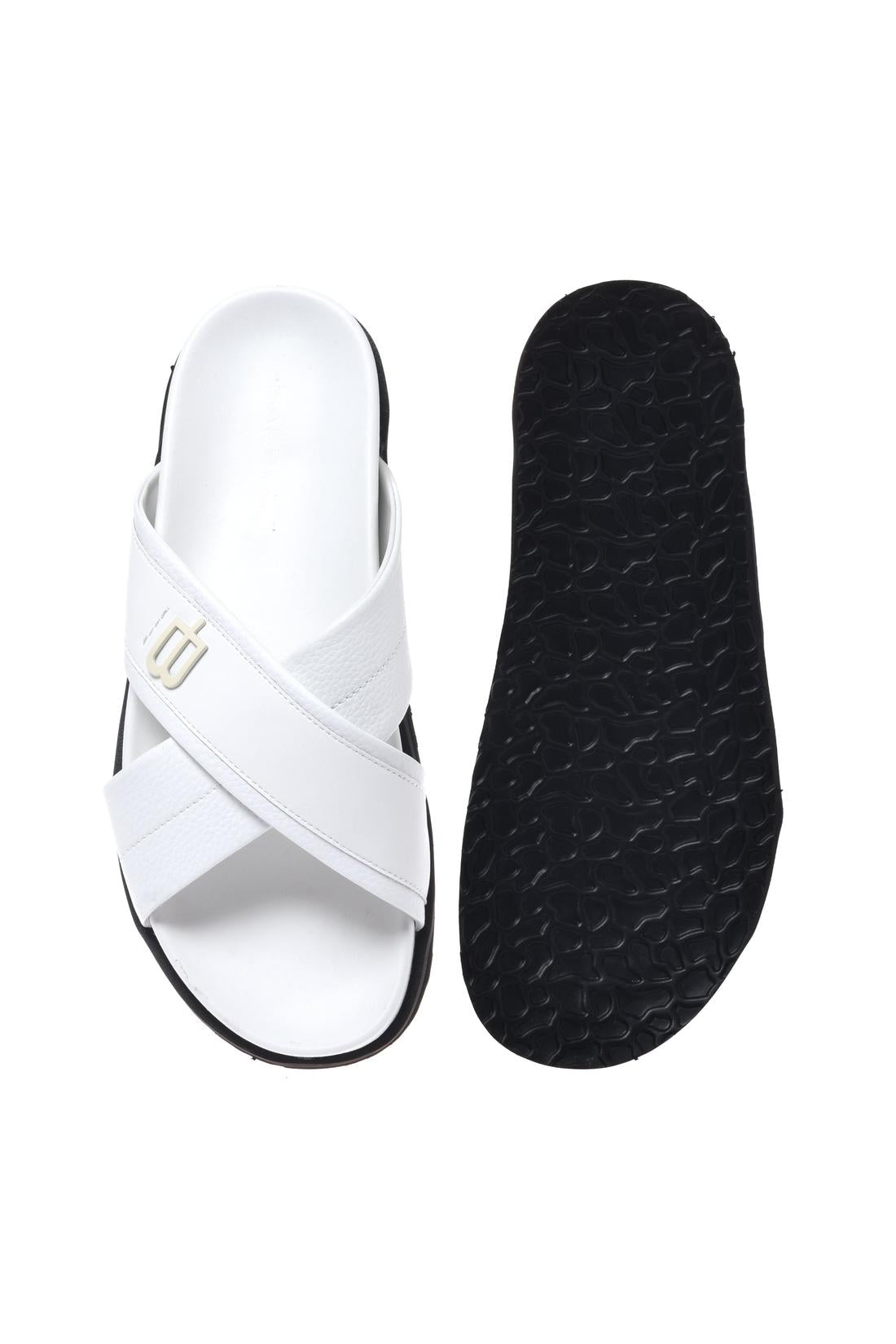 Mule in tumbled and smooth white leather-Flache Schuhe-Baldinini-OUTLET-ARCHIVIST-ARCHIVE-SALE
