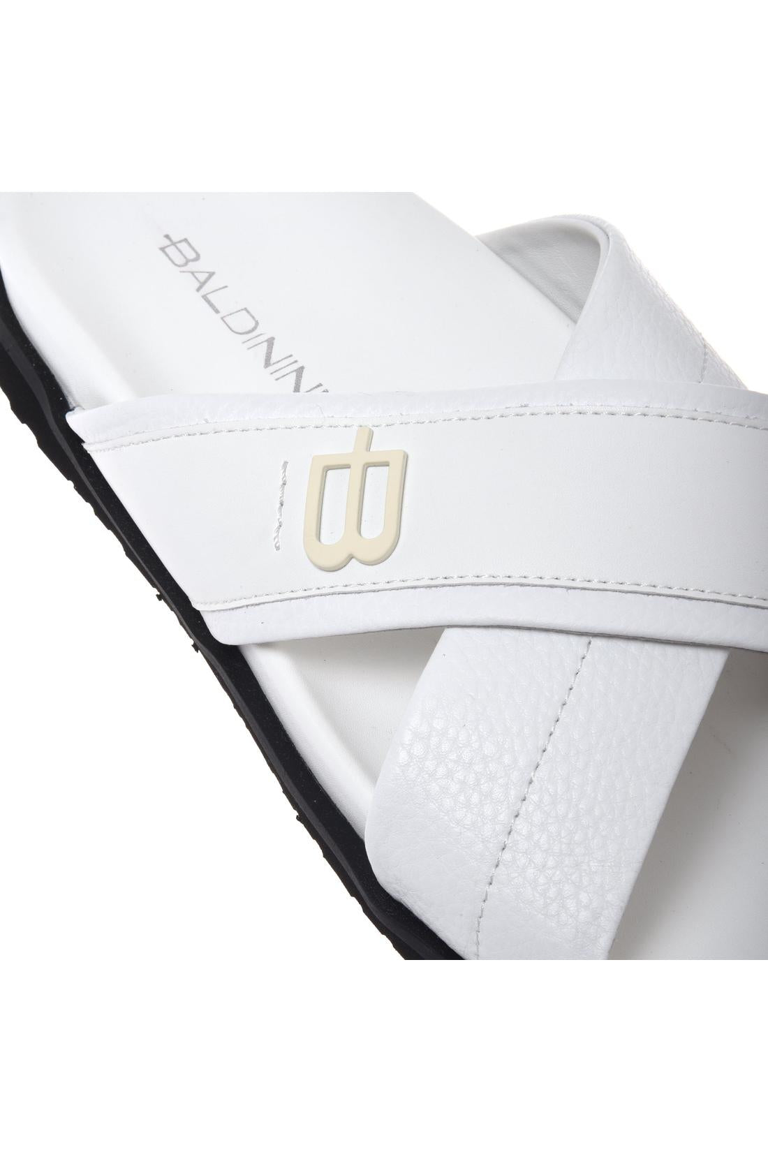 Mule in tumbled and smooth white leather-Flache Schuhe-Baldinini-OUTLET-ARCHIVIST-ARCHIVE-SALE