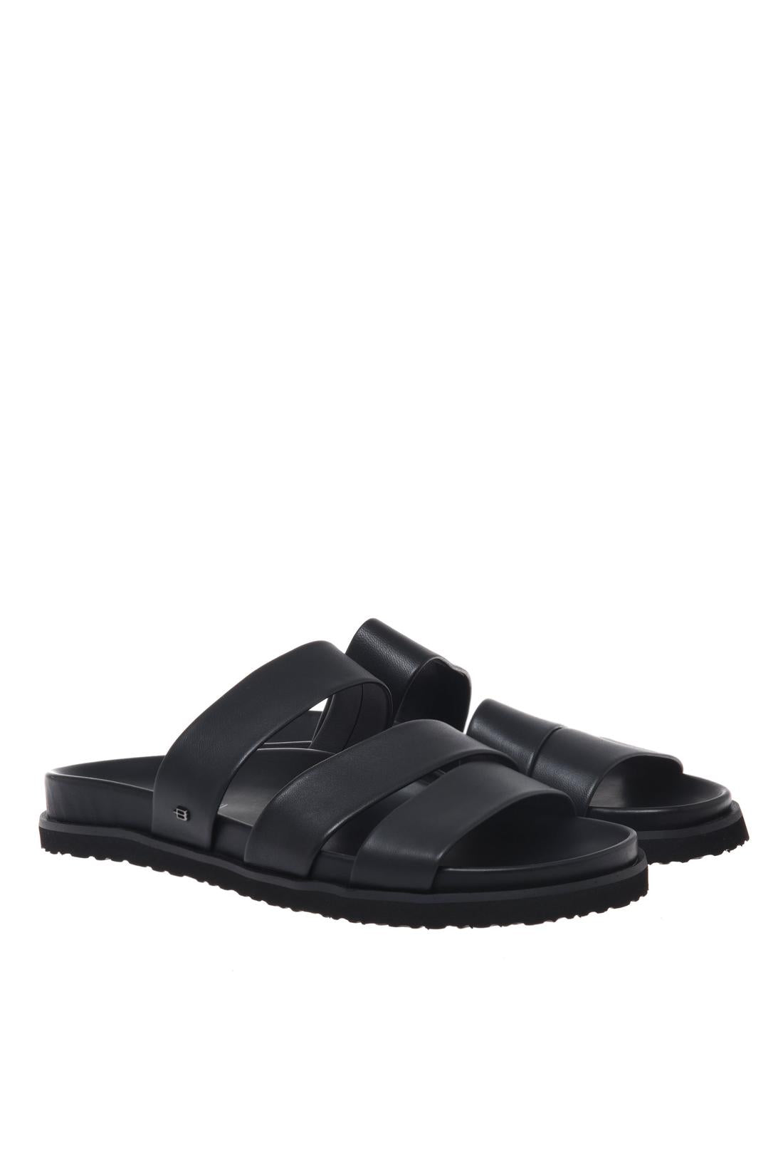 Mule in black leather