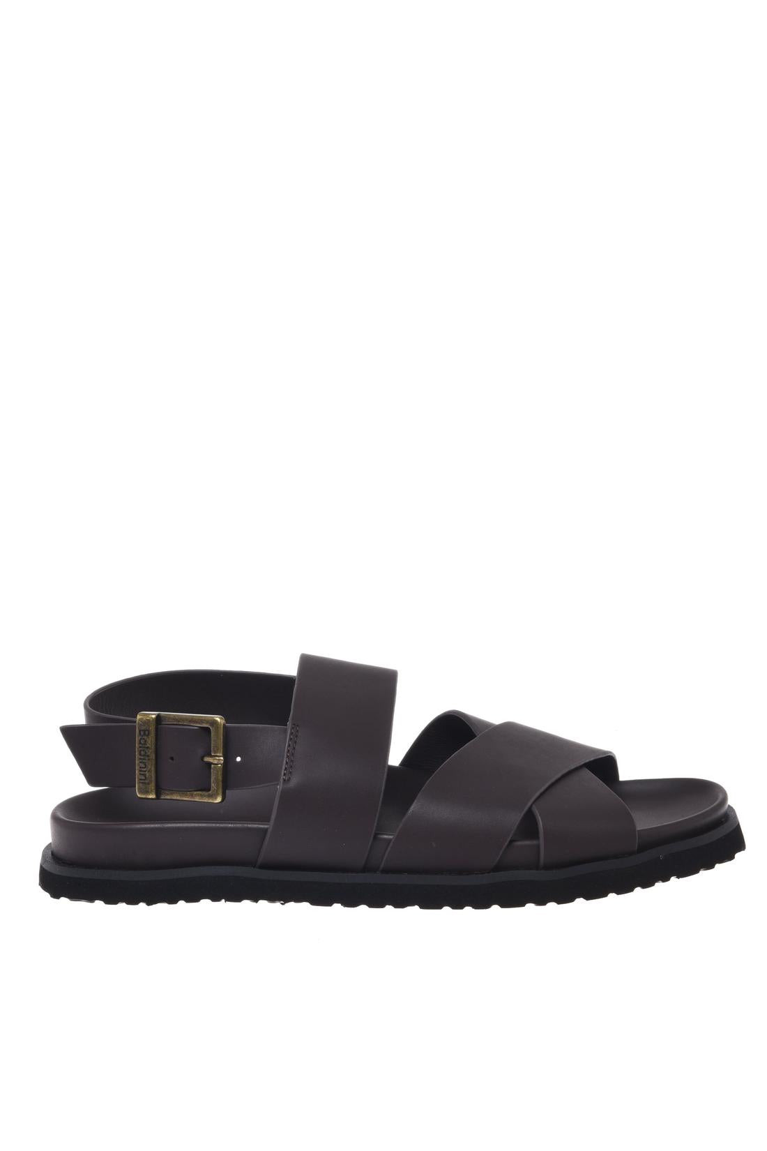 Sandal in dark brown leather-Flache Schuhe-Baldinini-OUTLET-46-T.MORO-ARCHIVIST-ARCHIVE-SALE