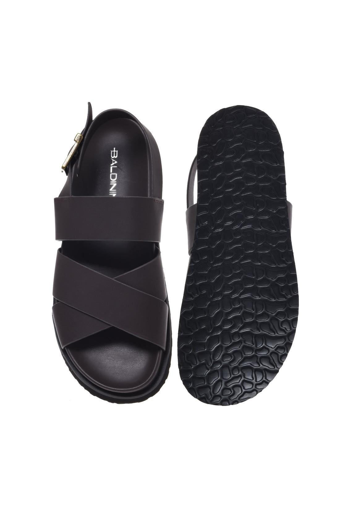 Sandal in dark brown leather-Flache Schuhe-Baldinini-OUTLET-ARCHIVIST-ARCHIVE-SALE