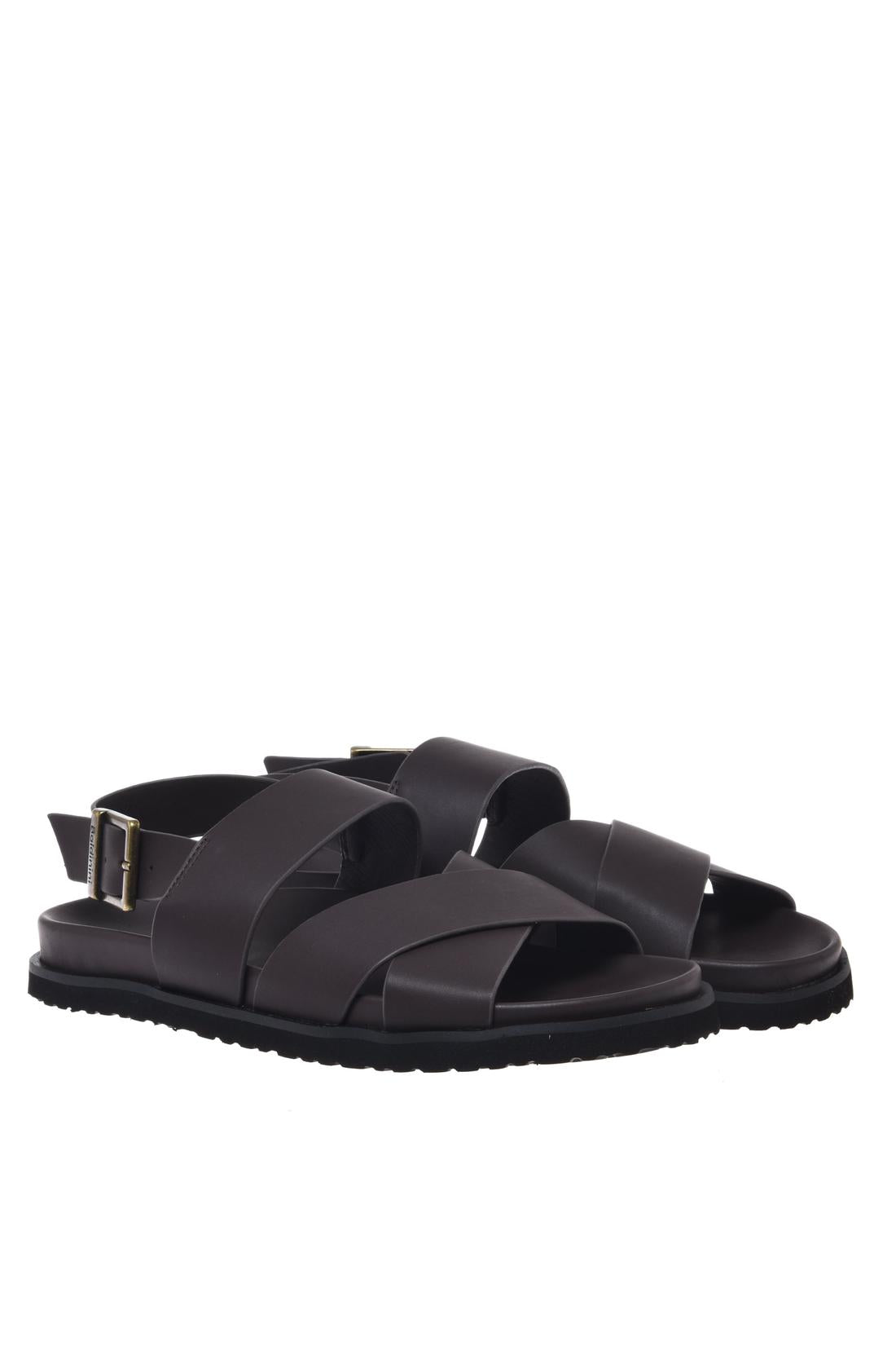 Sandal in dark brown leather-Flache Schuhe-Baldinini-OUTLET-ARCHIVIST-ARCHIVE-SALE