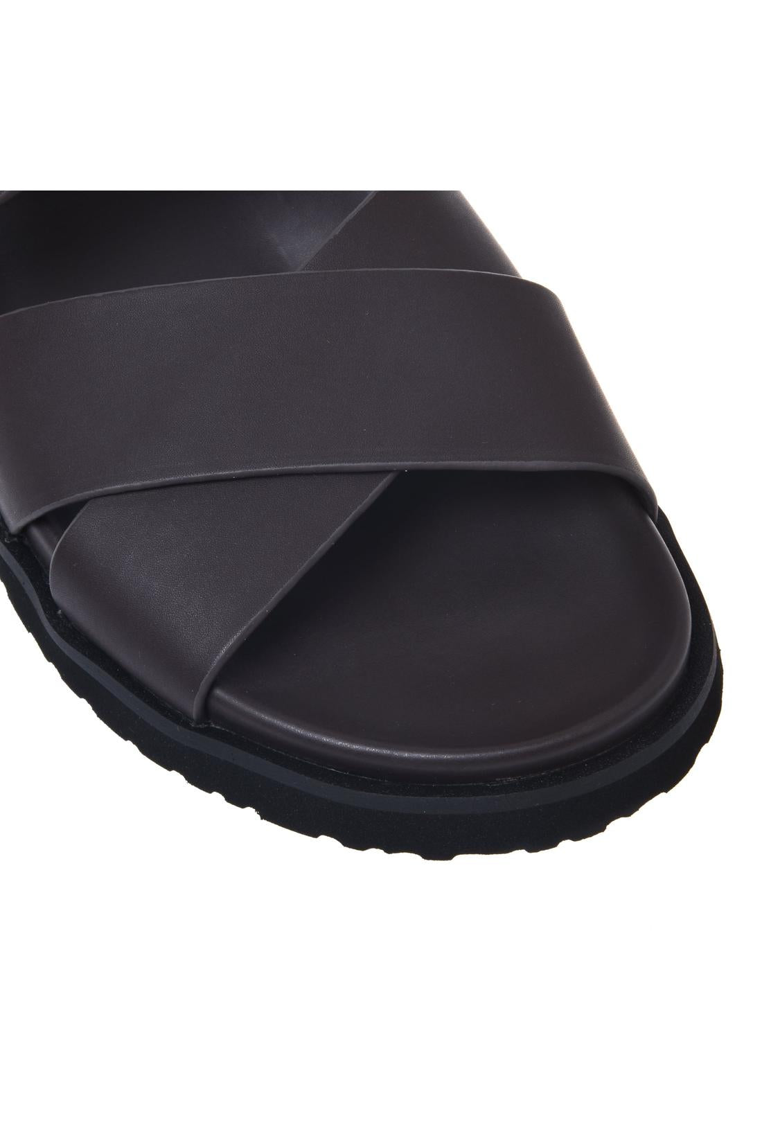 Sandal in dark brown leather-Flache Schuhe-Baldinini-OUTLET-ARCHIVIST-ARCHIVE-SALE