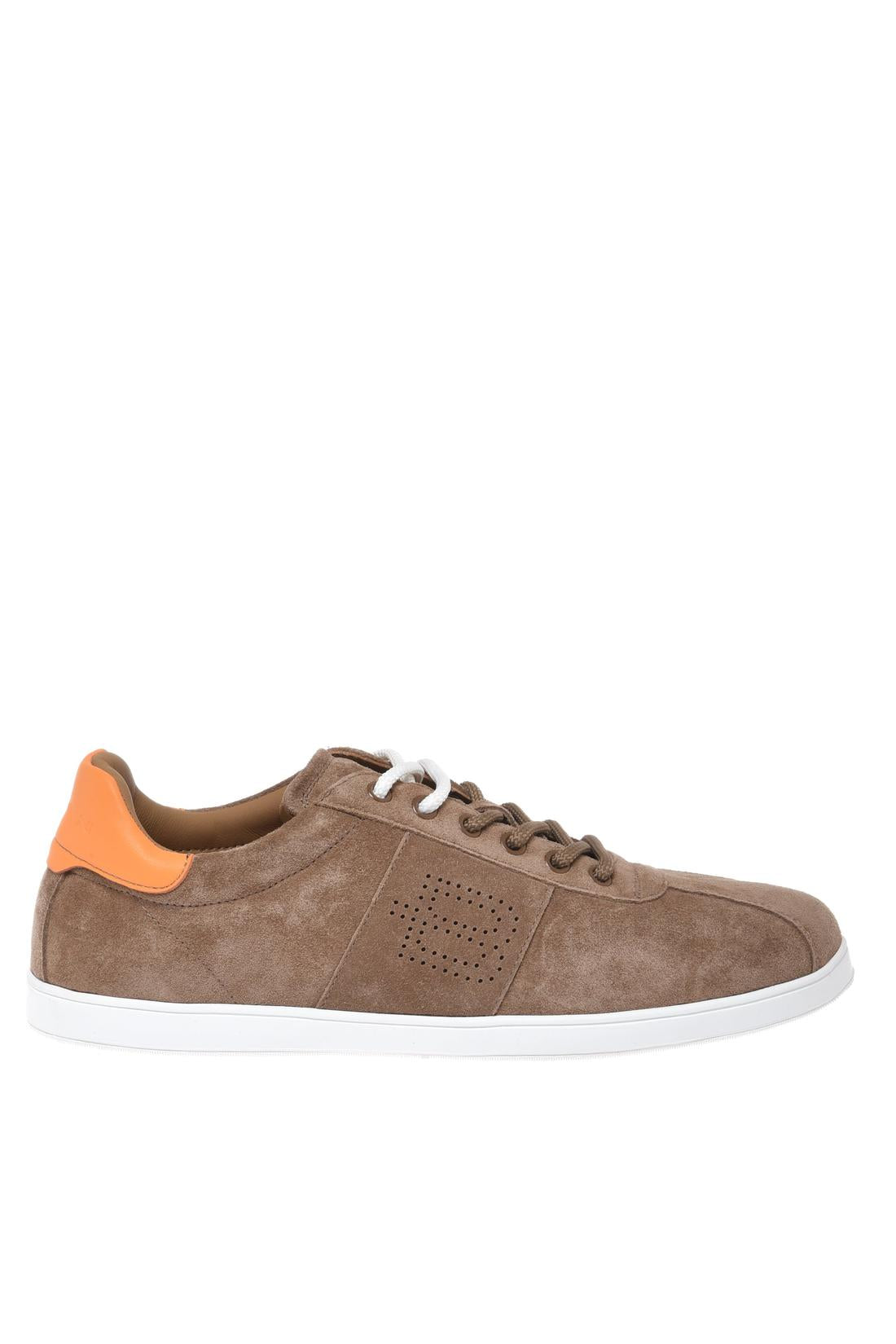 Sneaker in beige suede leather