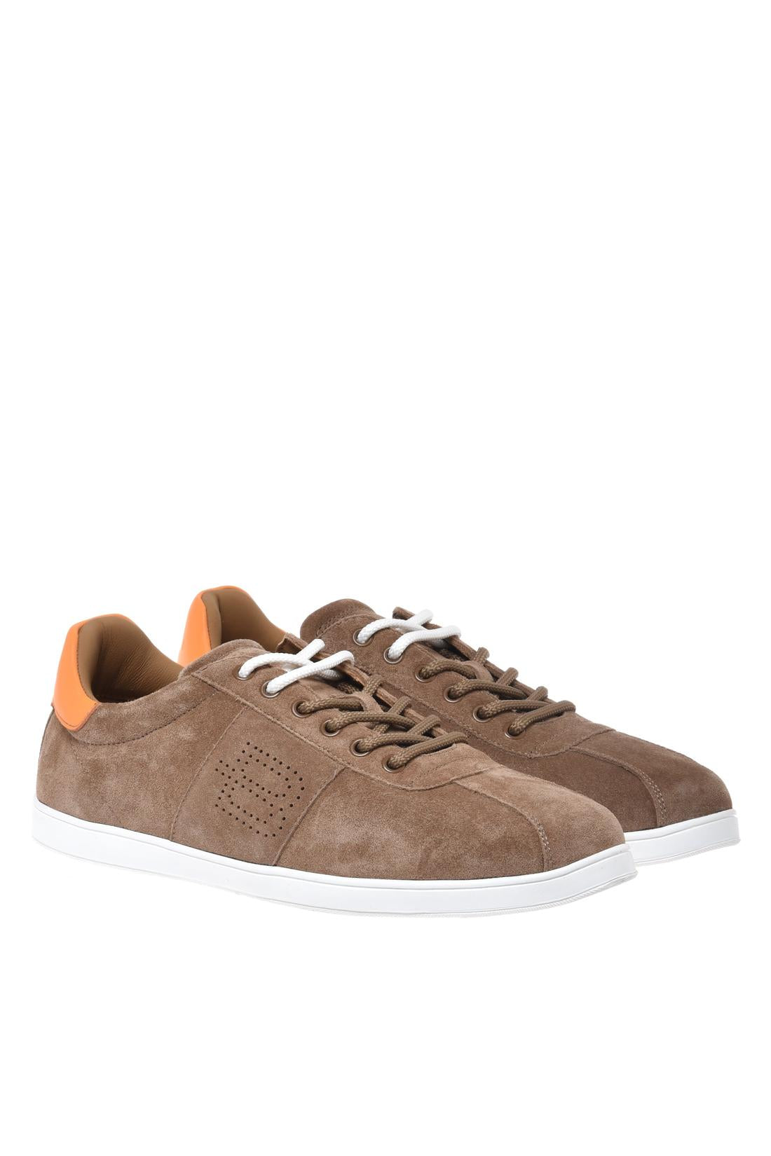 Sneaker in beige suede leather