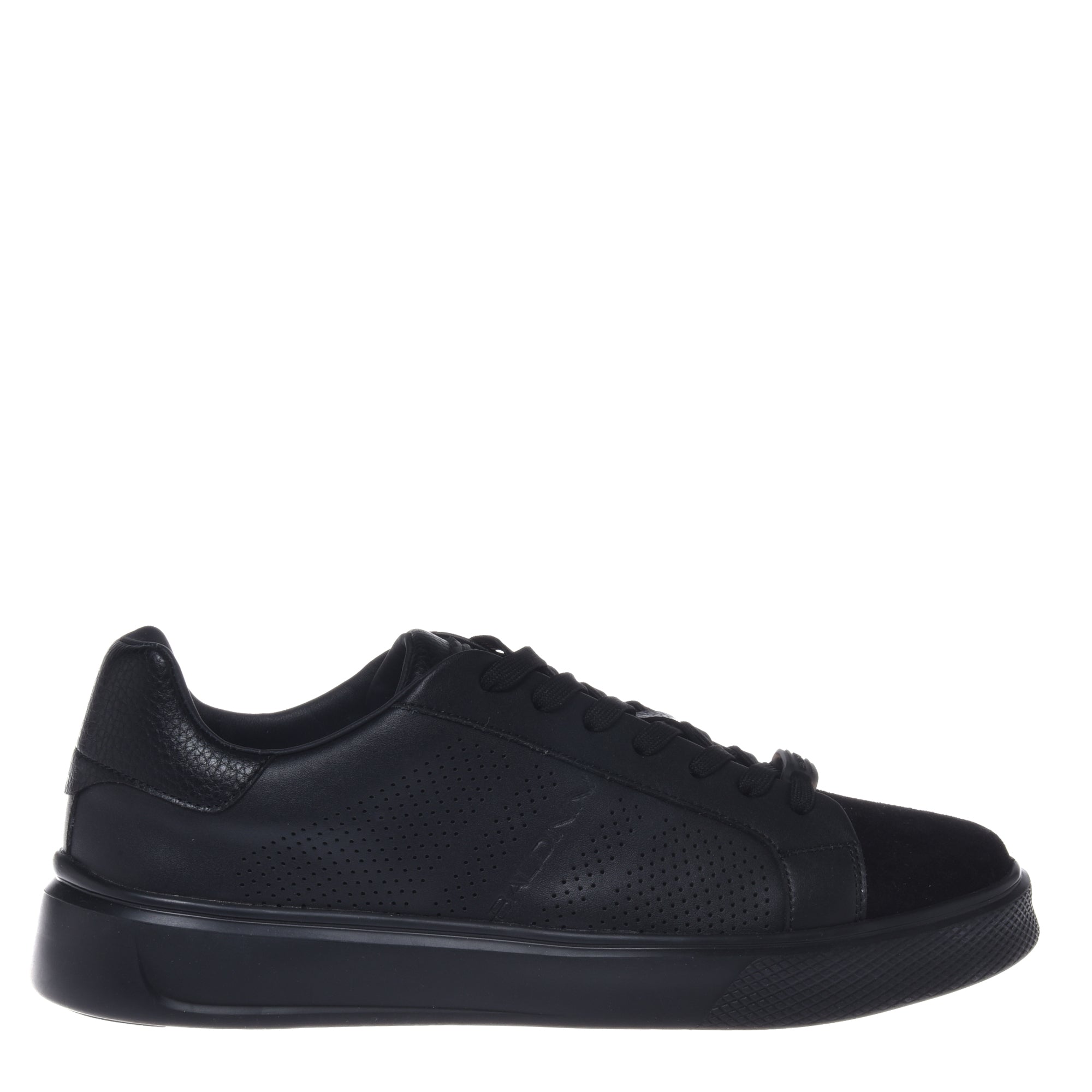Sneaker in suede and perforated leather black-Baldinini-OUTLET-46-NERO-ARCHIVIST-ARCHIVE-SALE