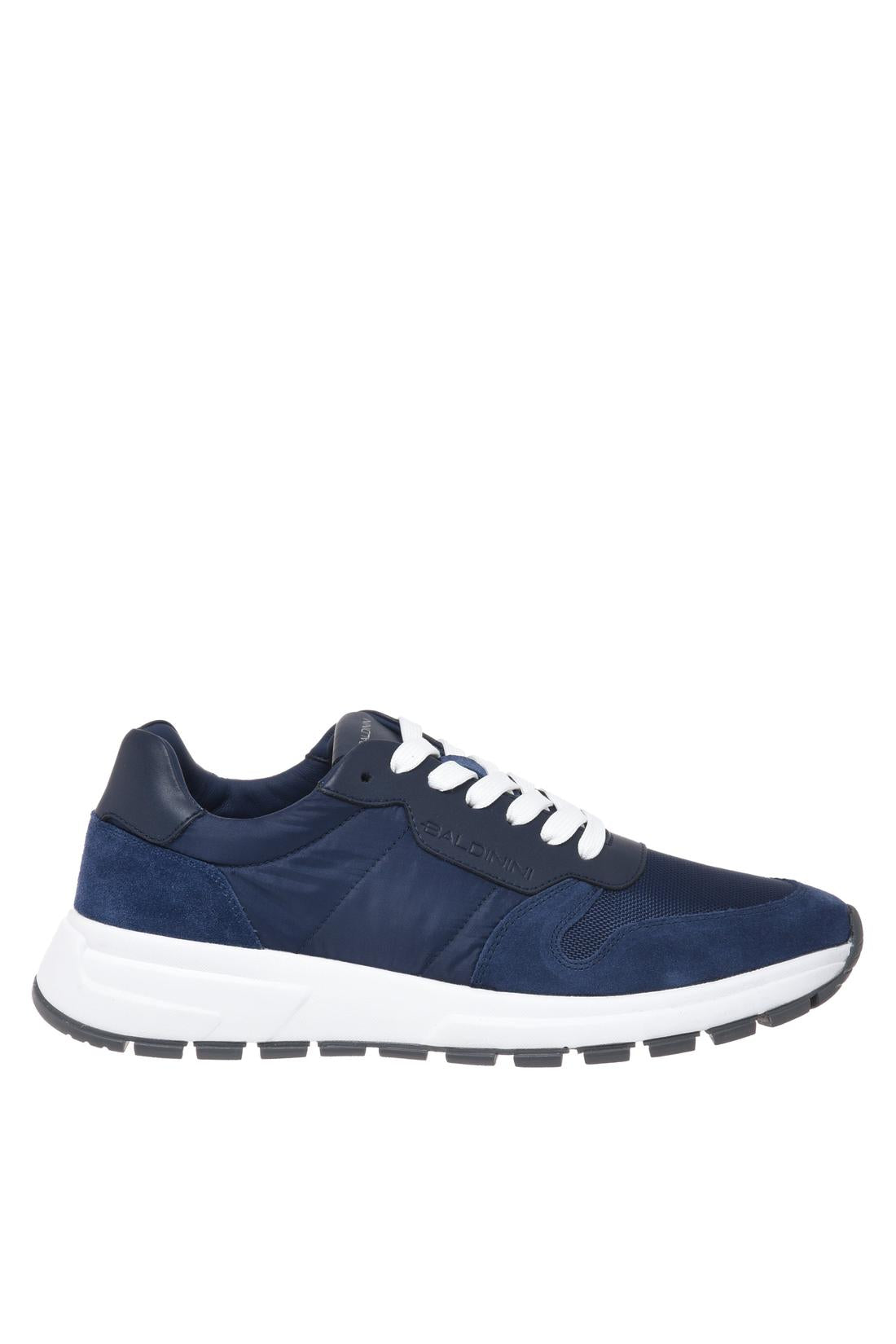 Blue suede leather and fabric sneaker