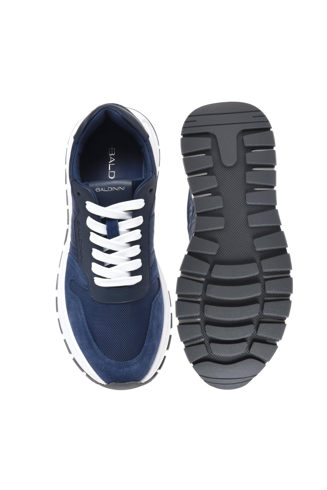 Blue suede leather and fabric sneaker