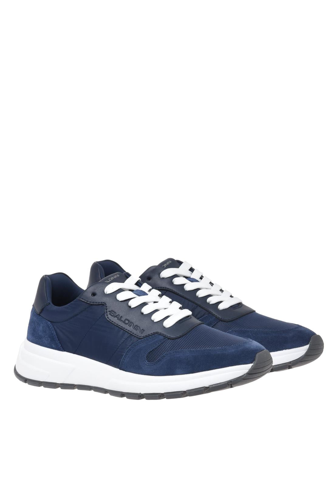 Blue suede leather and fabric sneaker