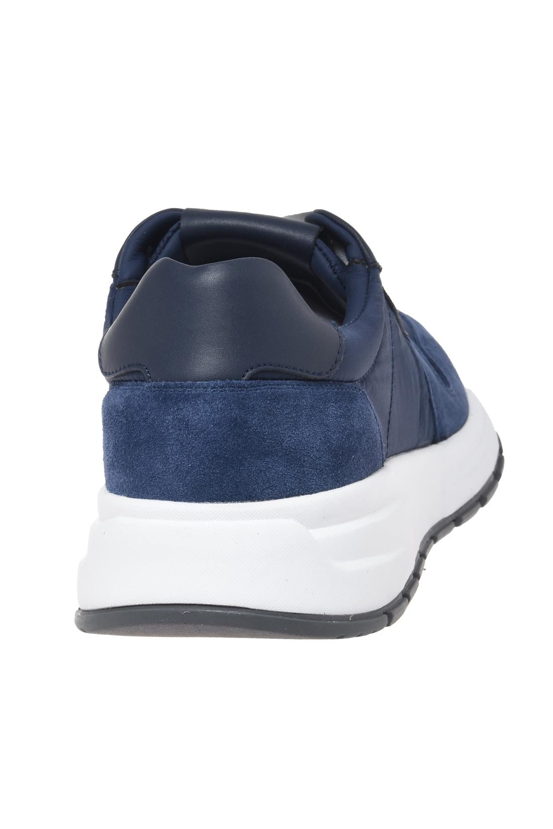 Blue suede leather and fabric sneaker