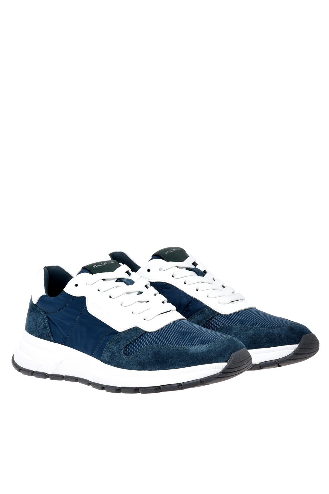 Petrol‑green suede leather and fabric sneaker