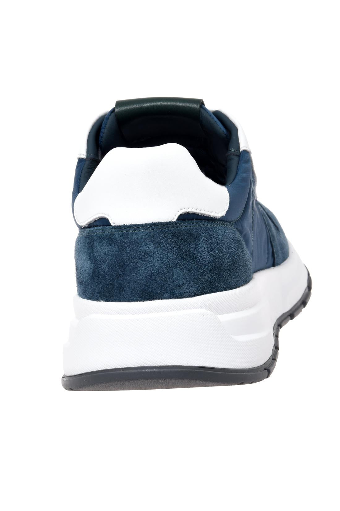 Petrol‑green suede leather and fabric sneaker