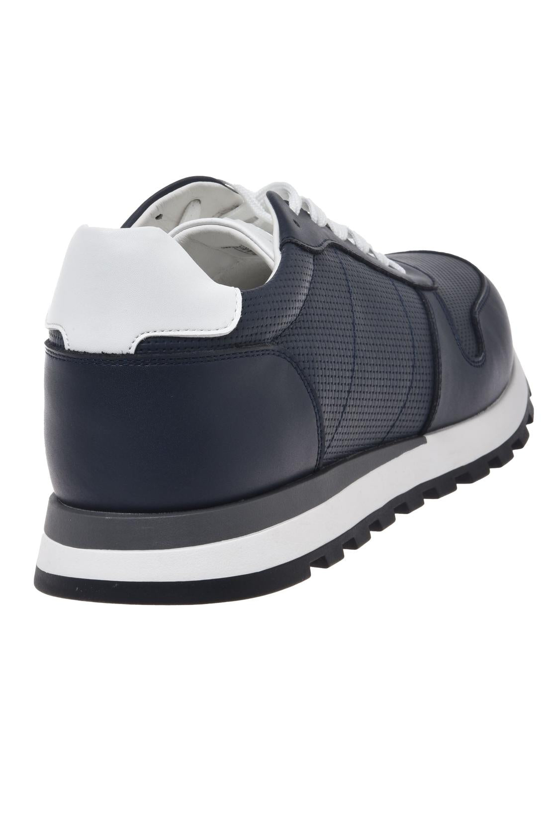 Blue leather sneaker with woven‑effect print-Sneaker-Baldinini-OUTLET-ARCHIVIST-ARCHIVE-SALE