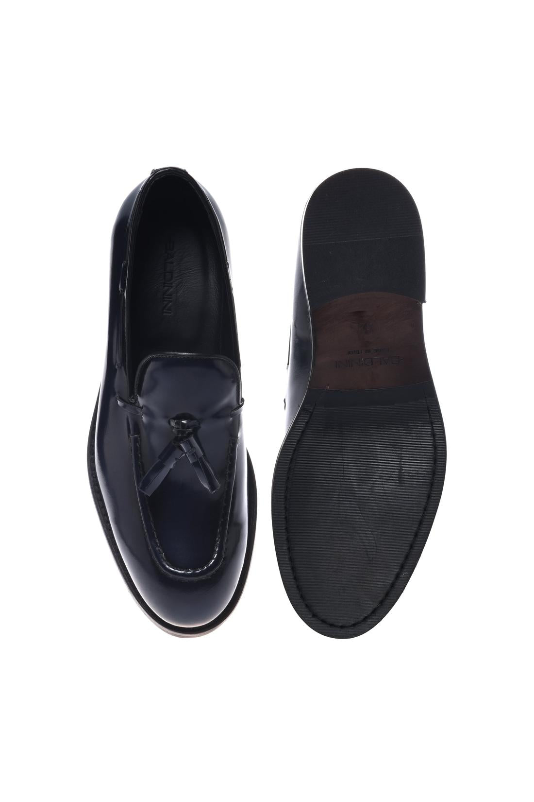Slip-on in blue abrasivato leather