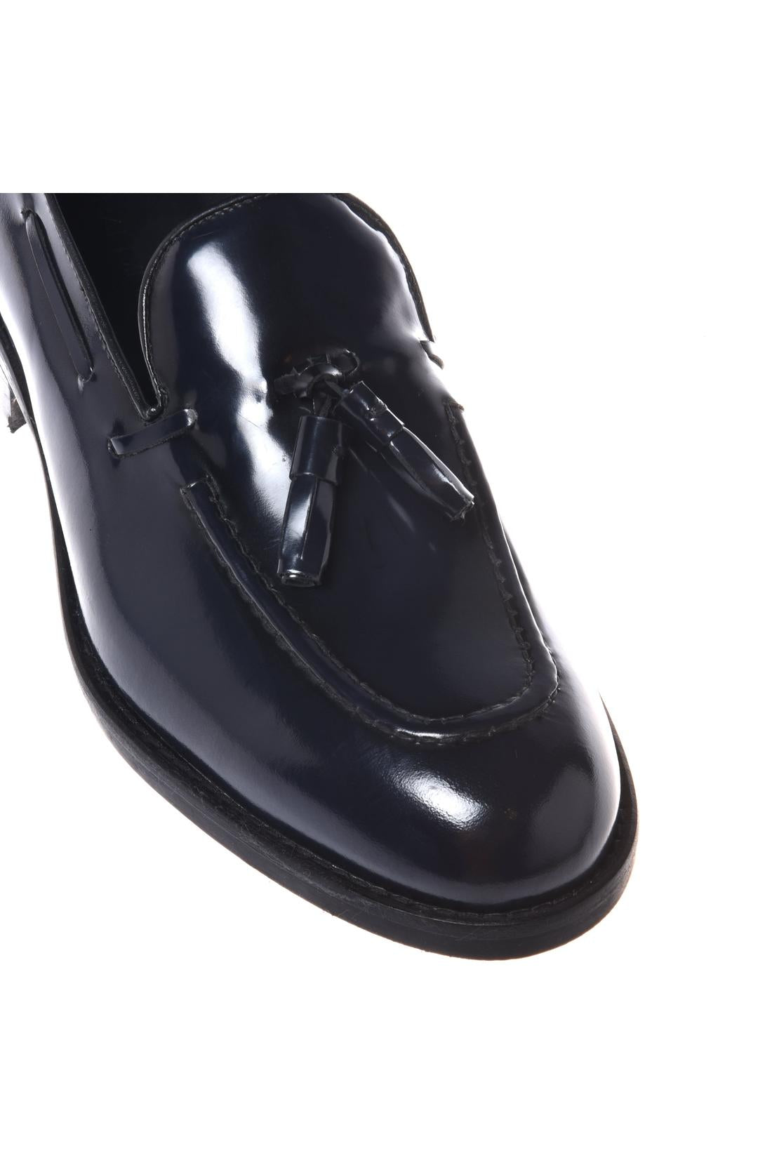 Slip-on in blue abrasivato leather