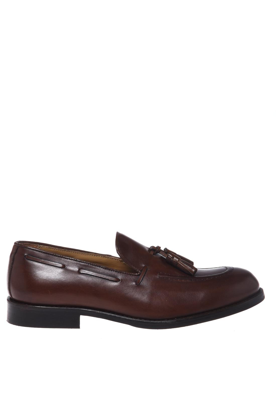 Dark brown leather slip-on shoes
