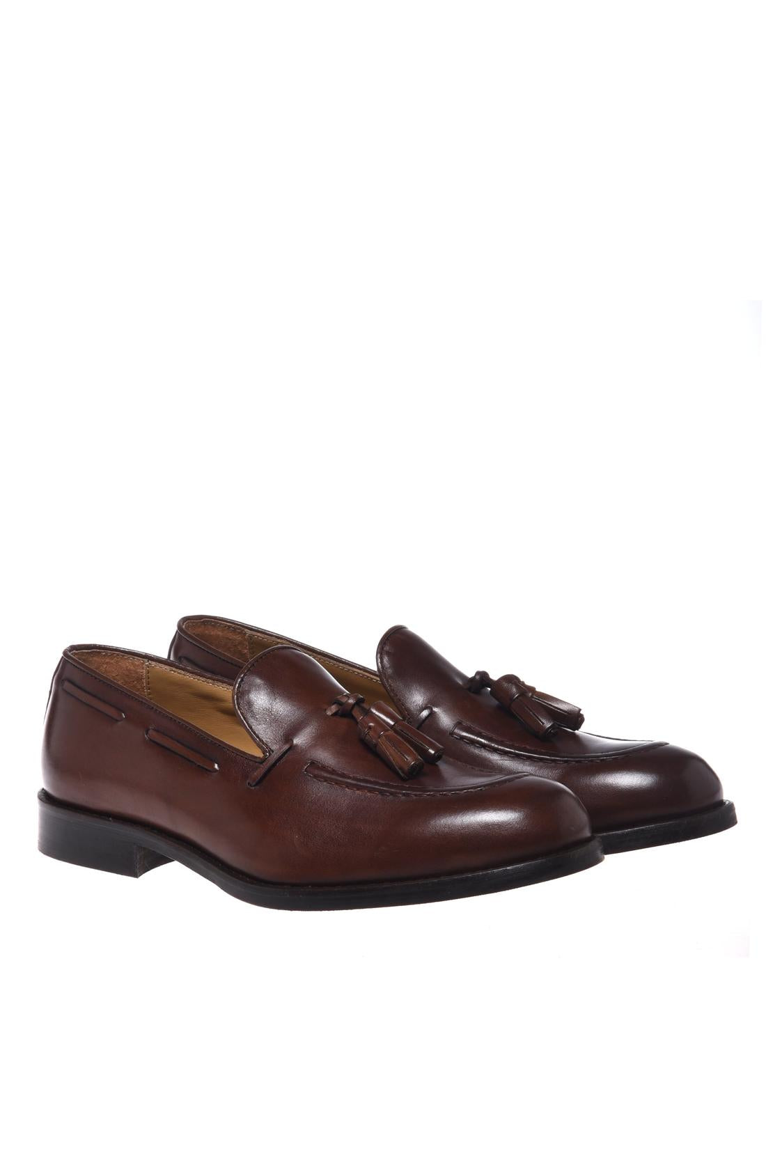 Dark brown leather slip-on shoes
