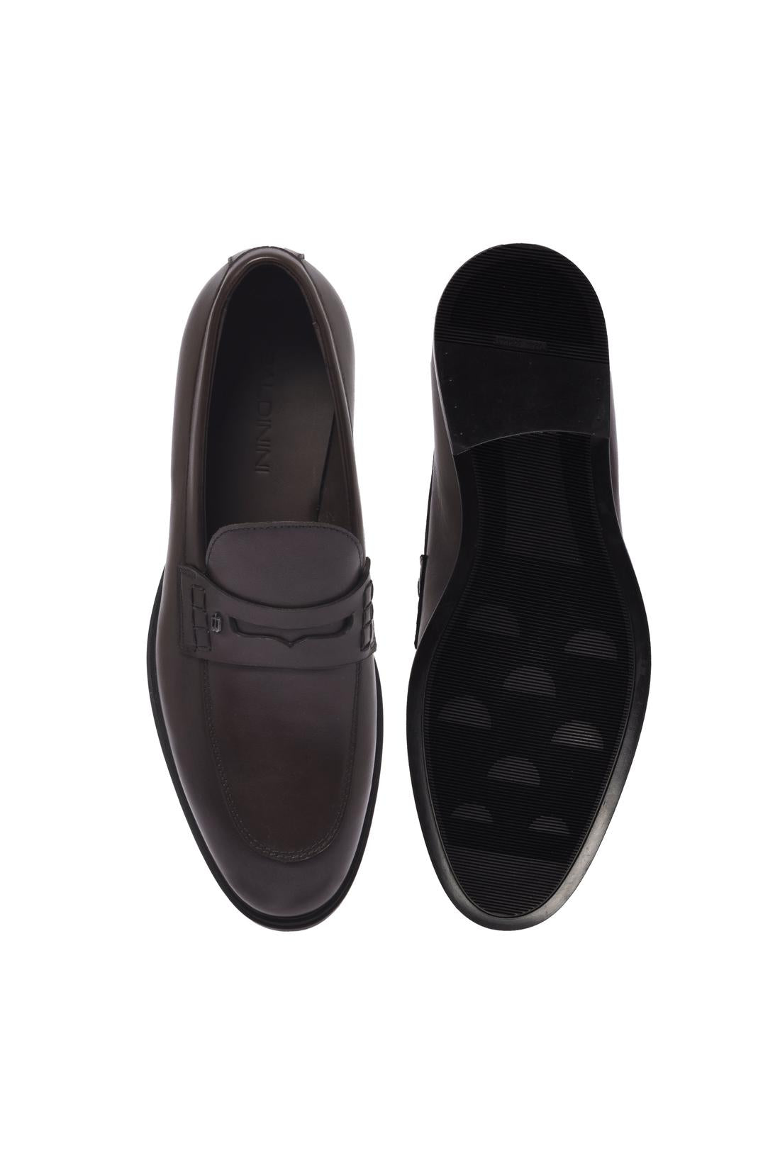 Dark brown leather loafer