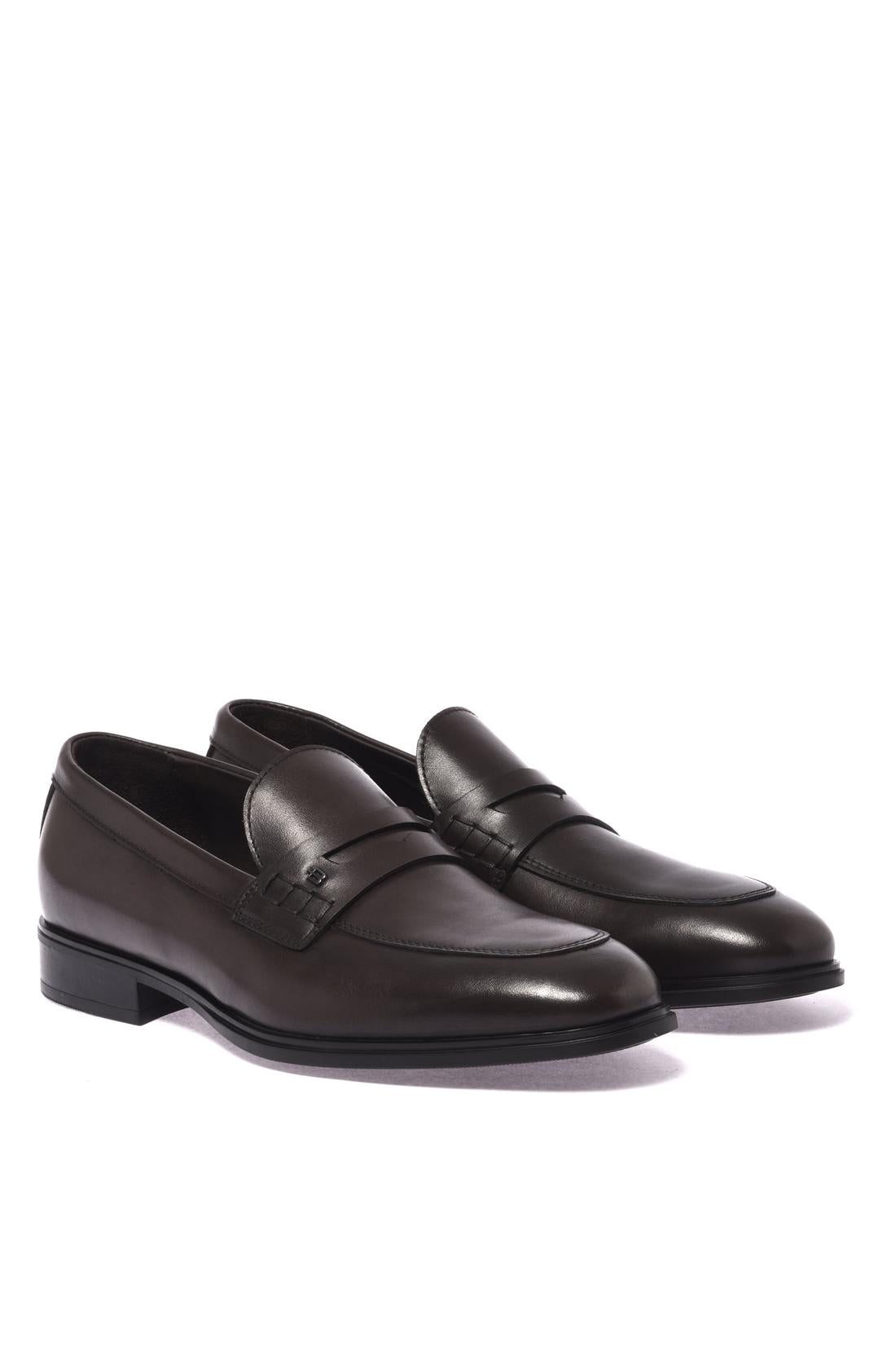 Dark brown leather loafer