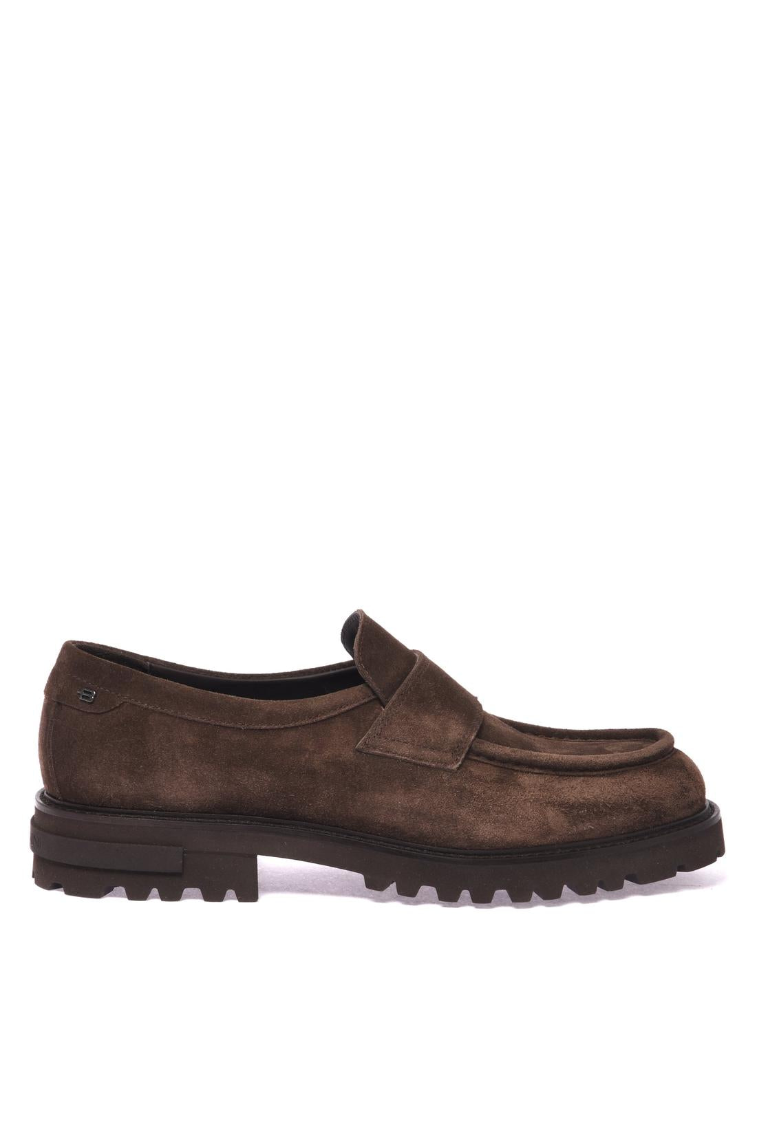 Dark brown suede loafer