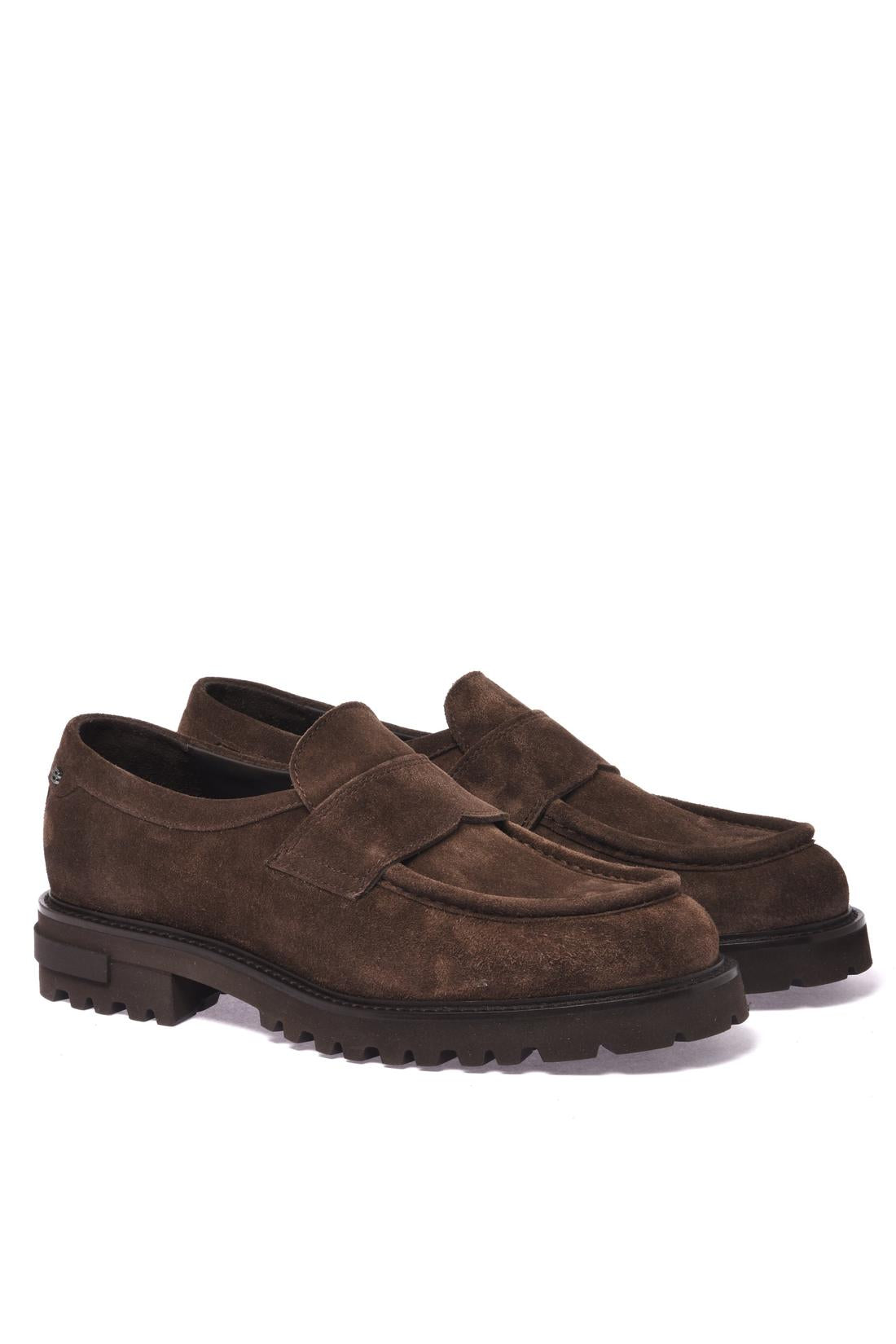Dark brown suede loafer