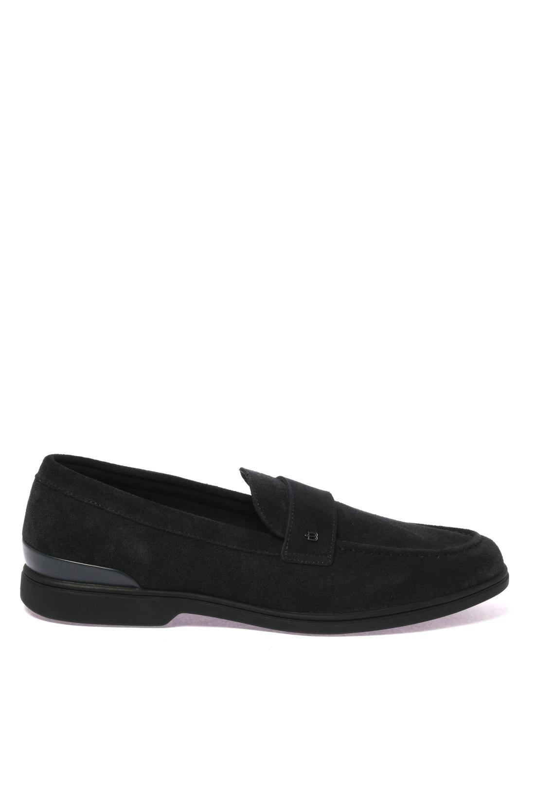 Blue suede leather loafer