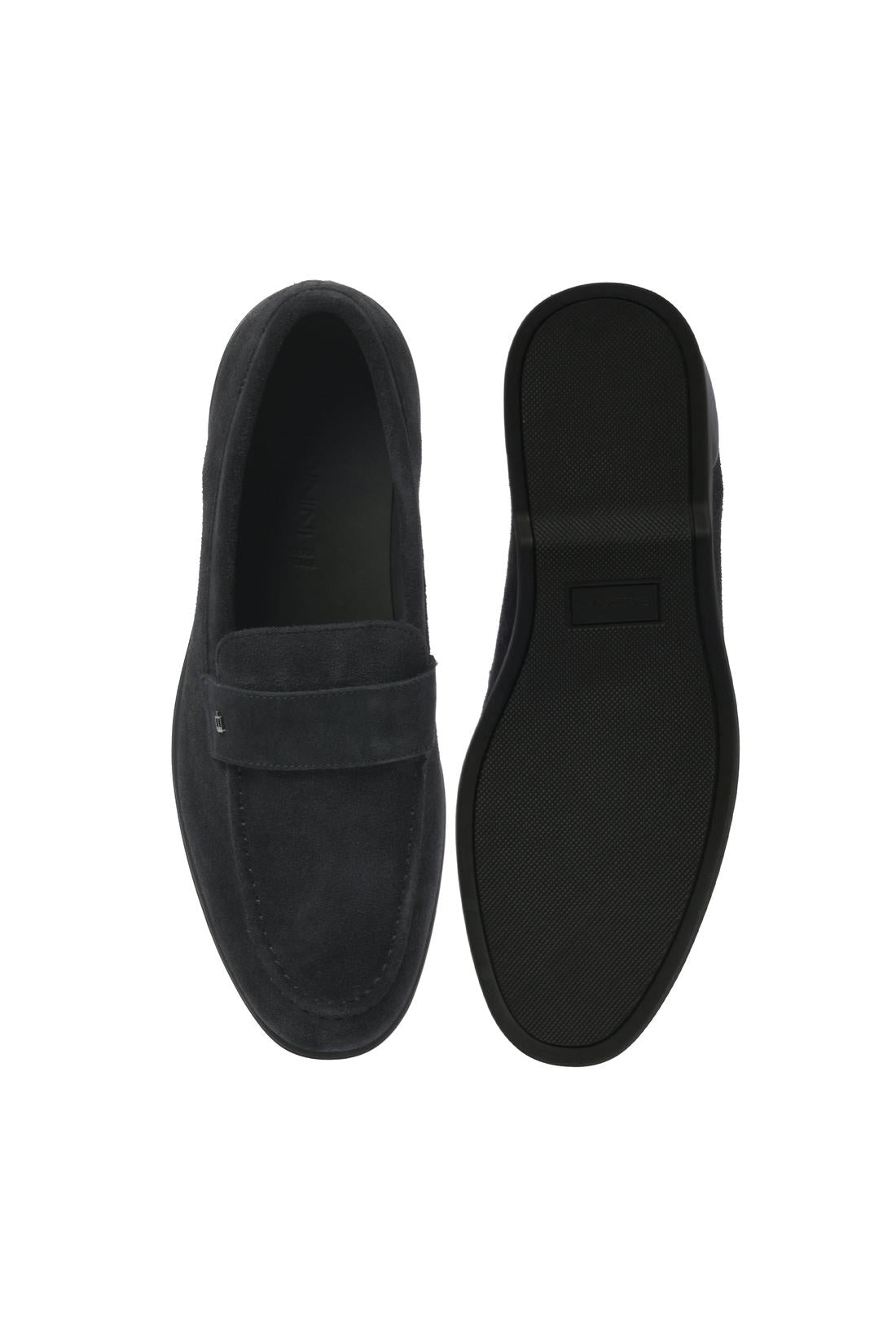 Blue suede leather loafer