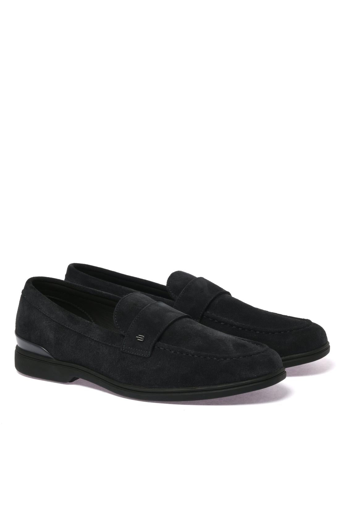 Blue suede leather loafer