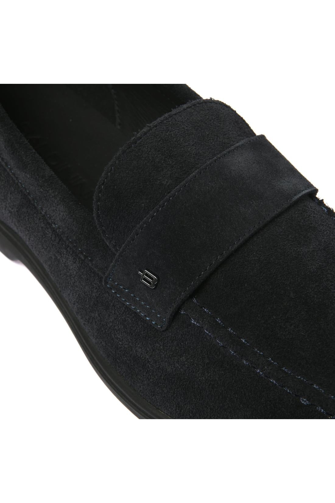 Blue suede leather loafer