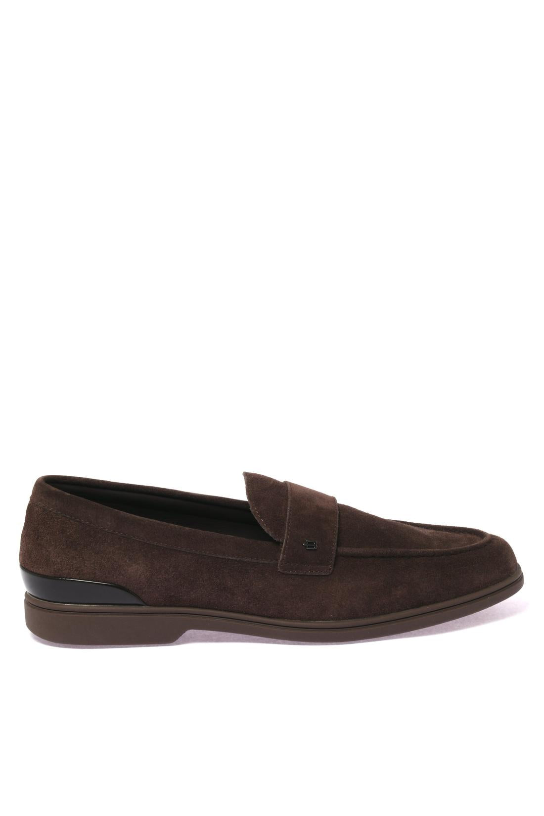 Dark brown suede loafer