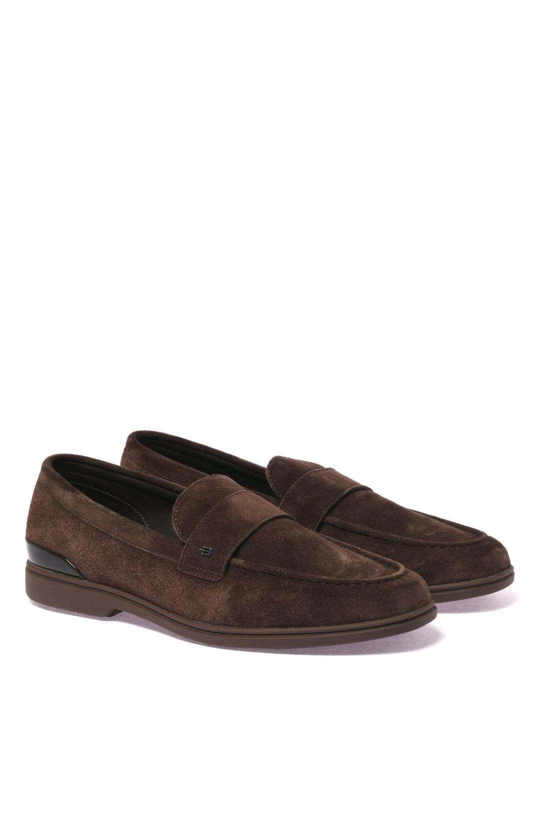 Dark brown suede loafer