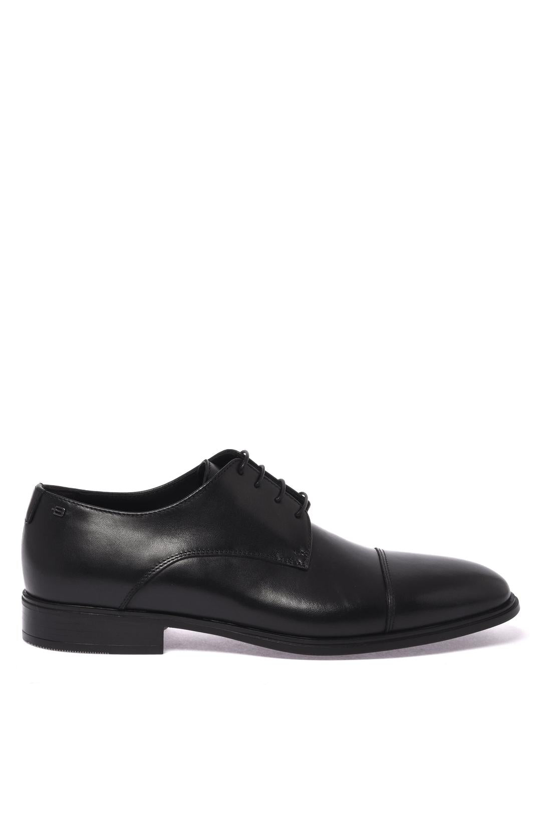 Black leather lace-up shoe
