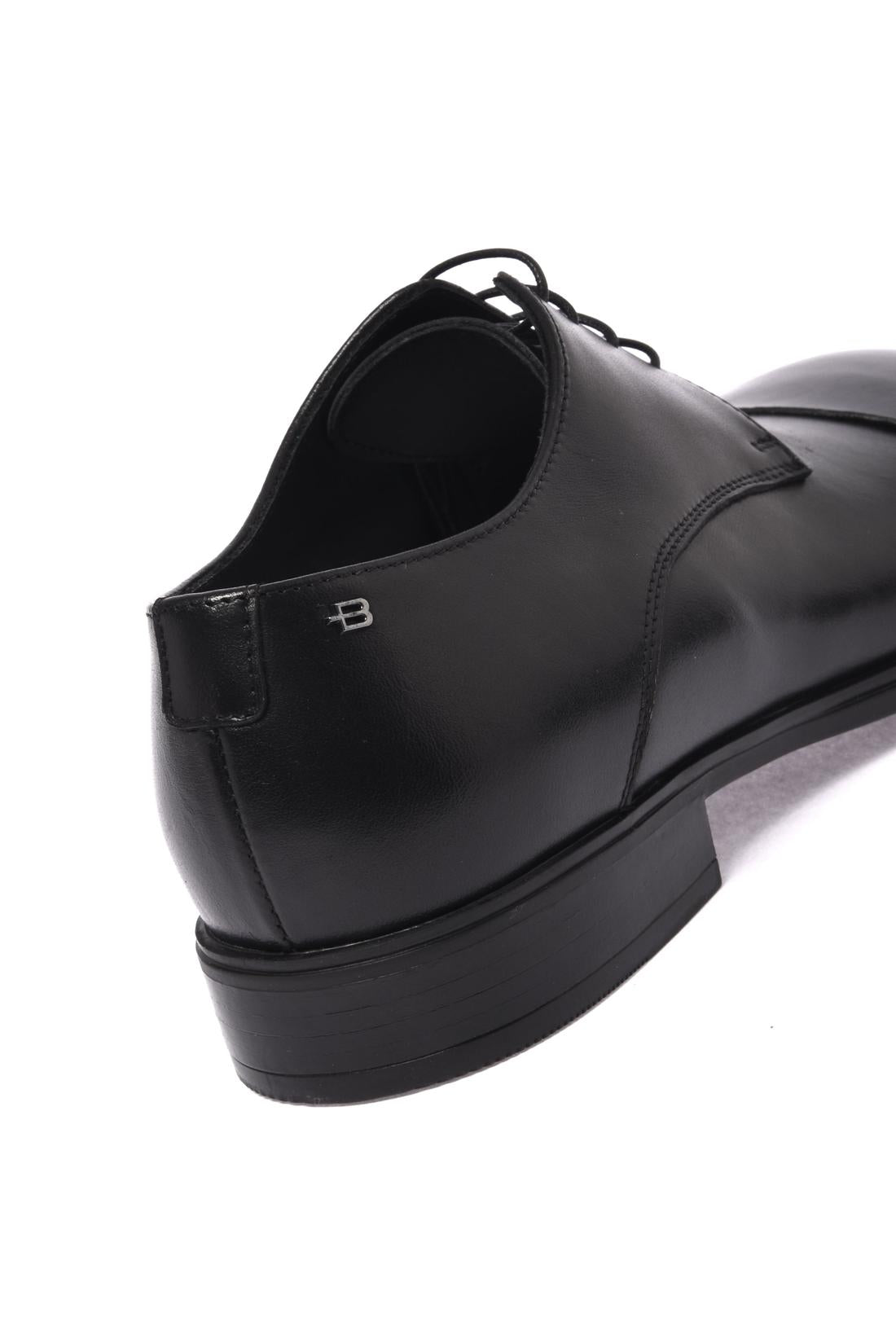 Black leather lace-up shoe