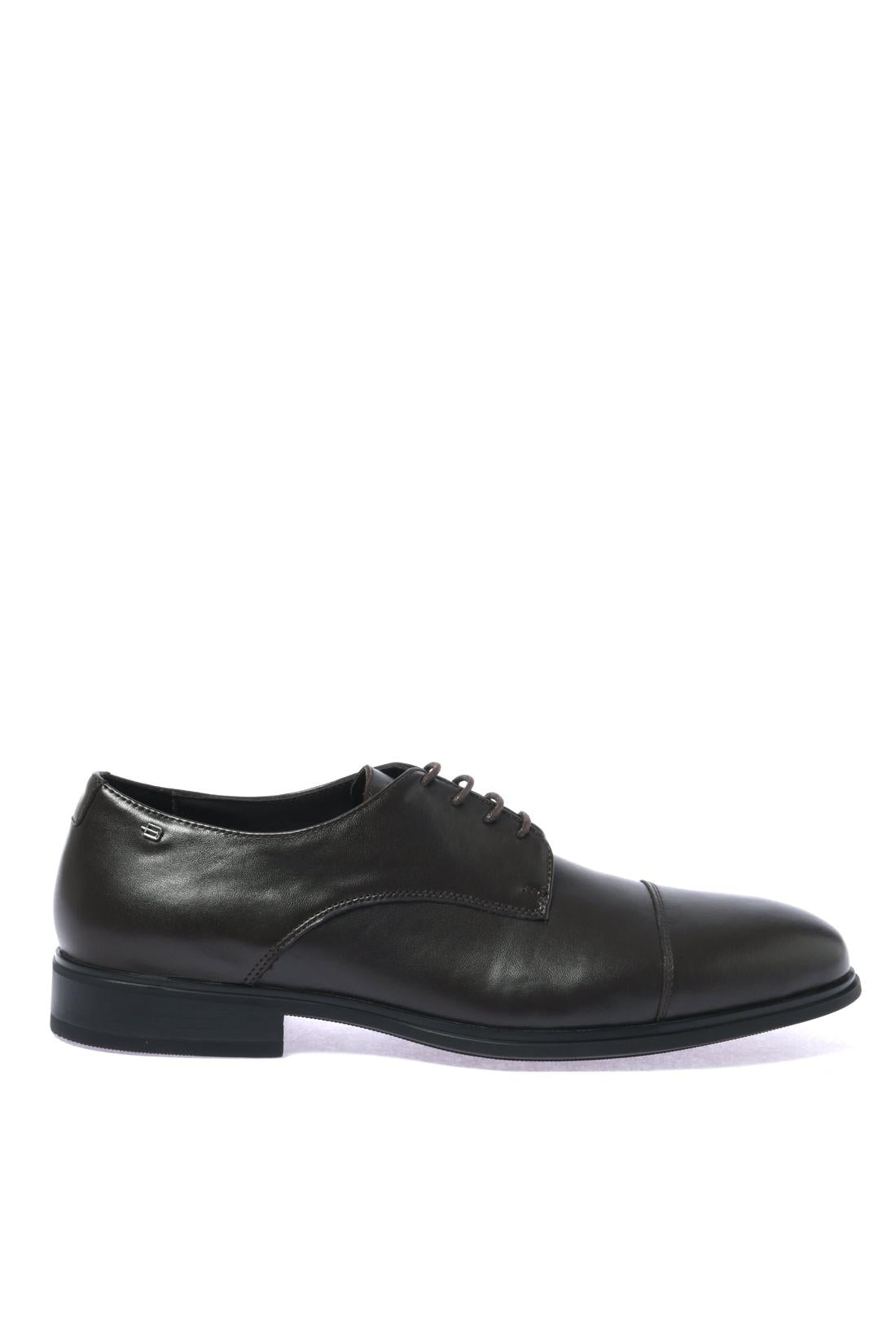 Dark brown leather lace-up shoe